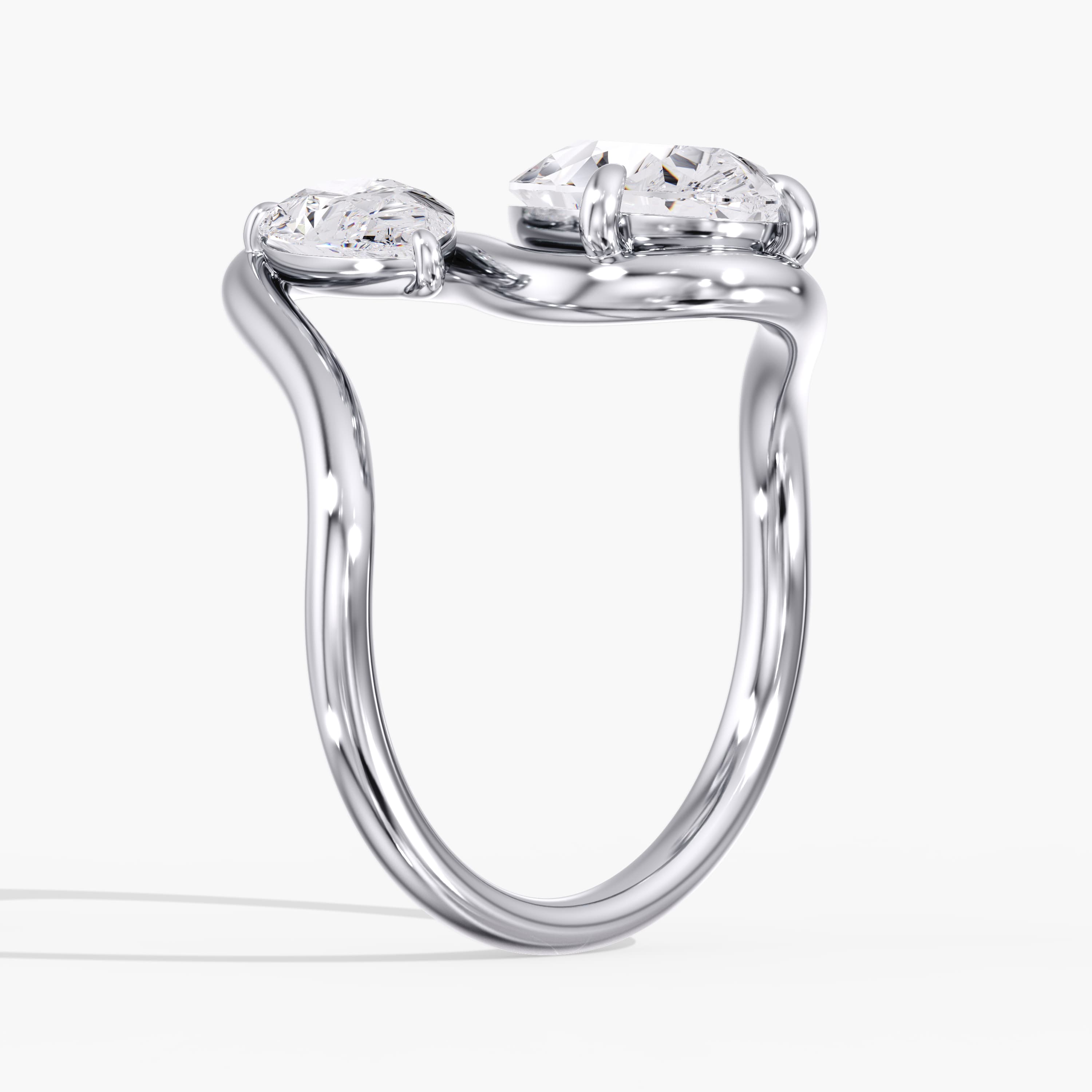 Lab Diamond Pearl Swirl Ring 4 Ctw (4 ct. tw.), Angle view in white gold or platinum