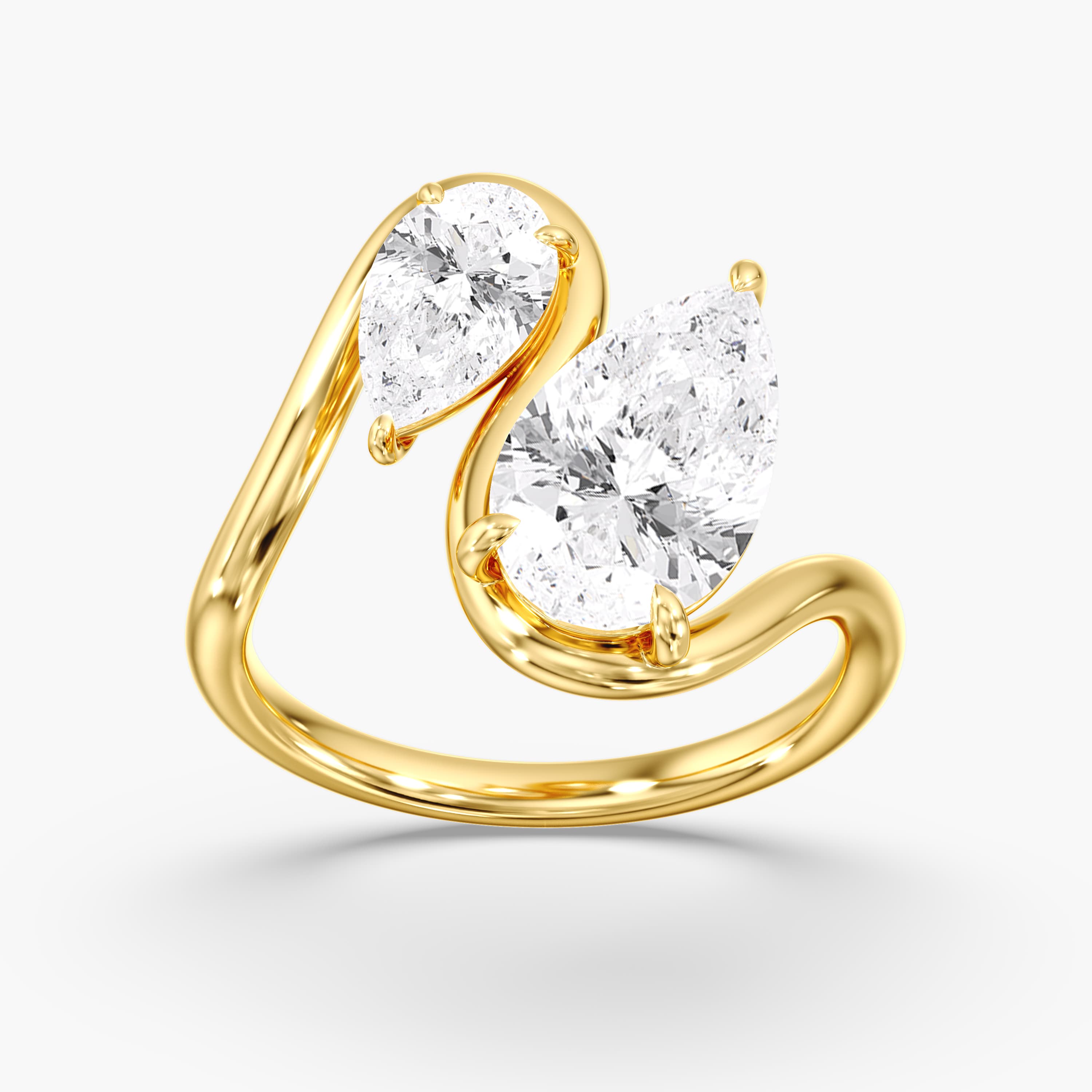 Lab Diamond Pearl Swirl Ring 4 Ctw (4 ct. tw.), On hand view in yellow gold
