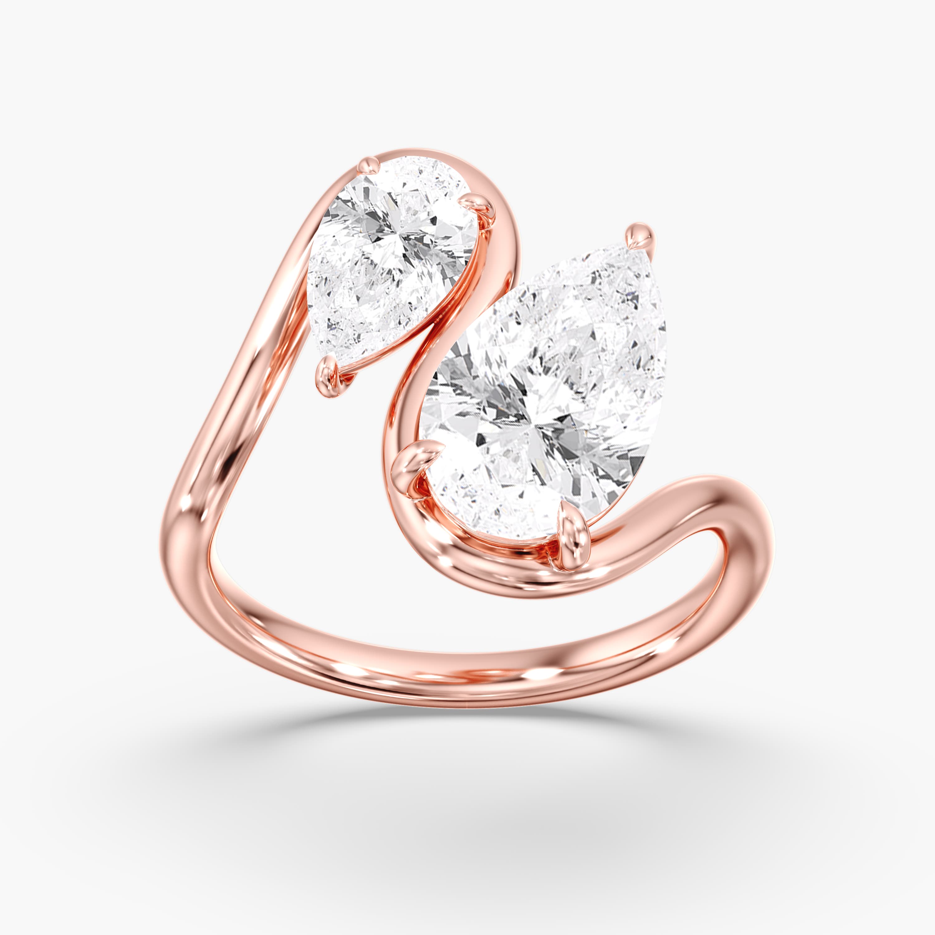 Lab Diamond Pearl Swirl Ring 4 Ctw (4 ct. tw.), On hand view in rose gold
