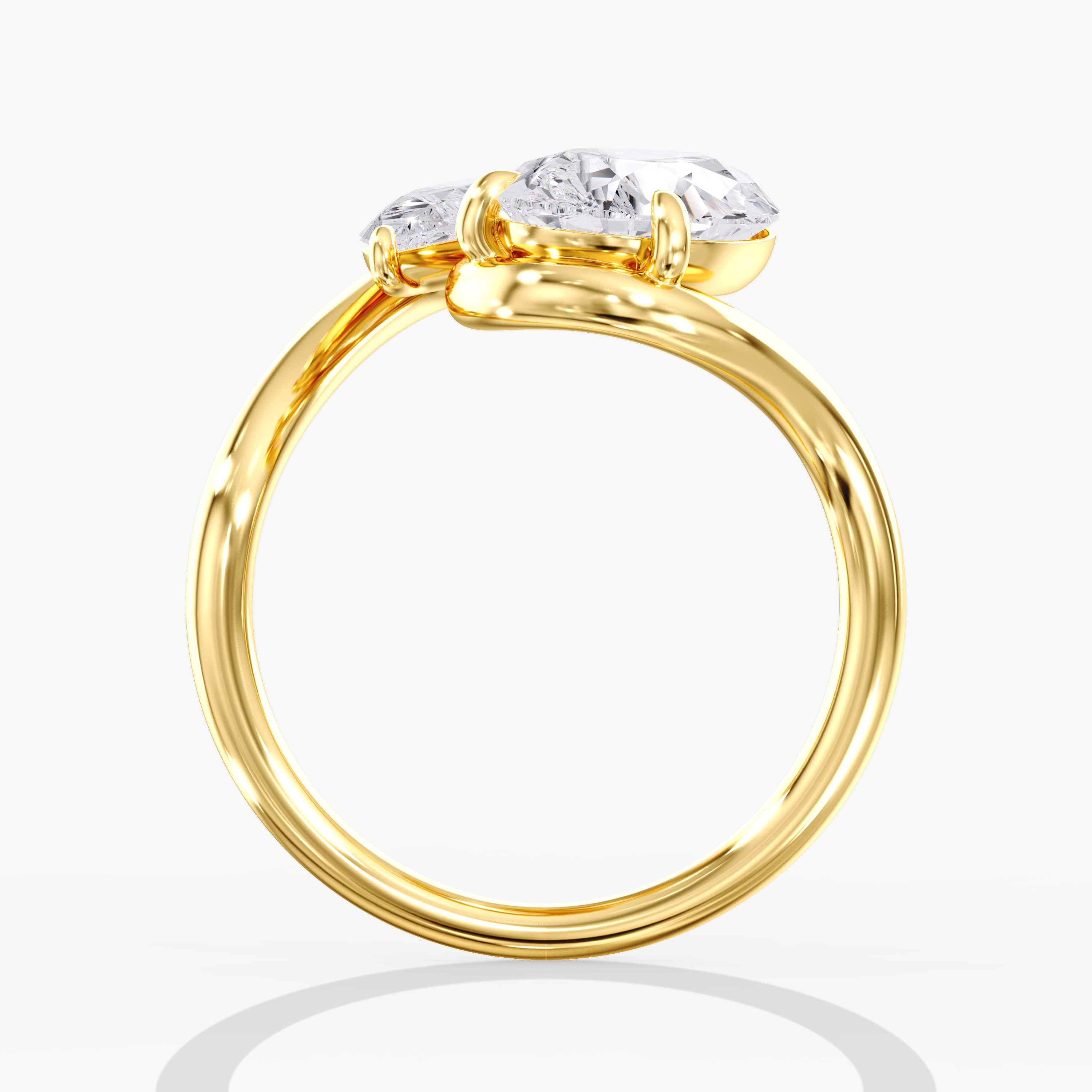 Lab Diamond Pearl Swirl Ring 4 Ctw (4 ct. tw.), Side view in yellow gold