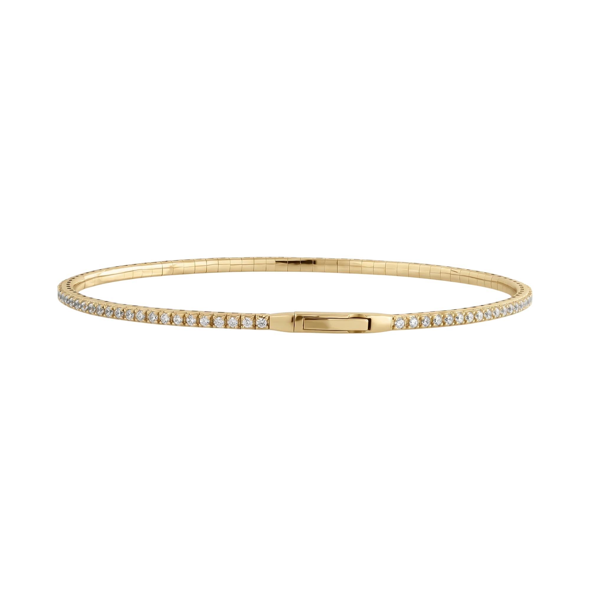1 CTW Lab-Grown Diamond Flexible Bangle (1 ct. tw.), Angle view in yellow gold