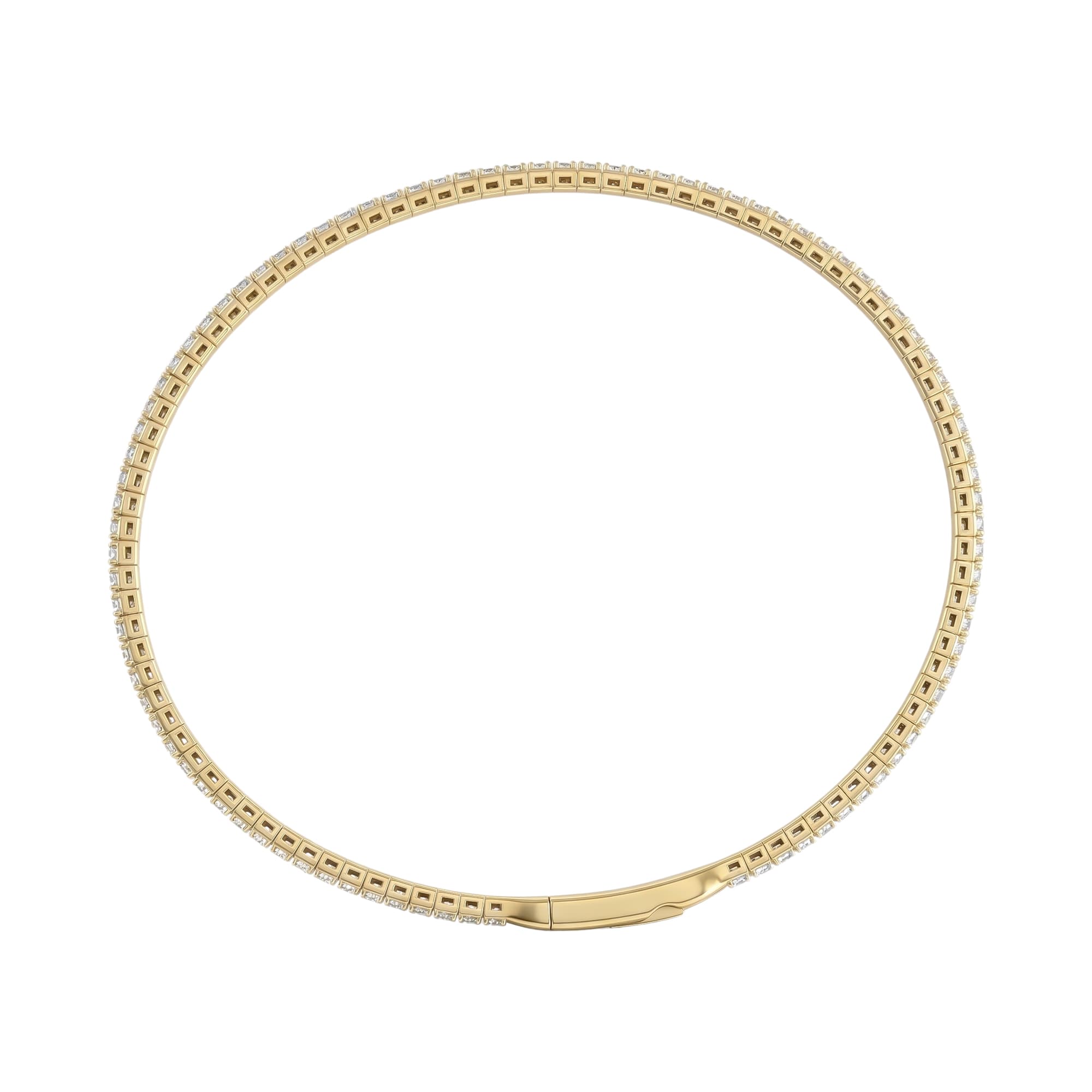 1 CTW Lab-Grown Diamond Flexible Bangle (1 ct. tw.), Side view in yellow gold