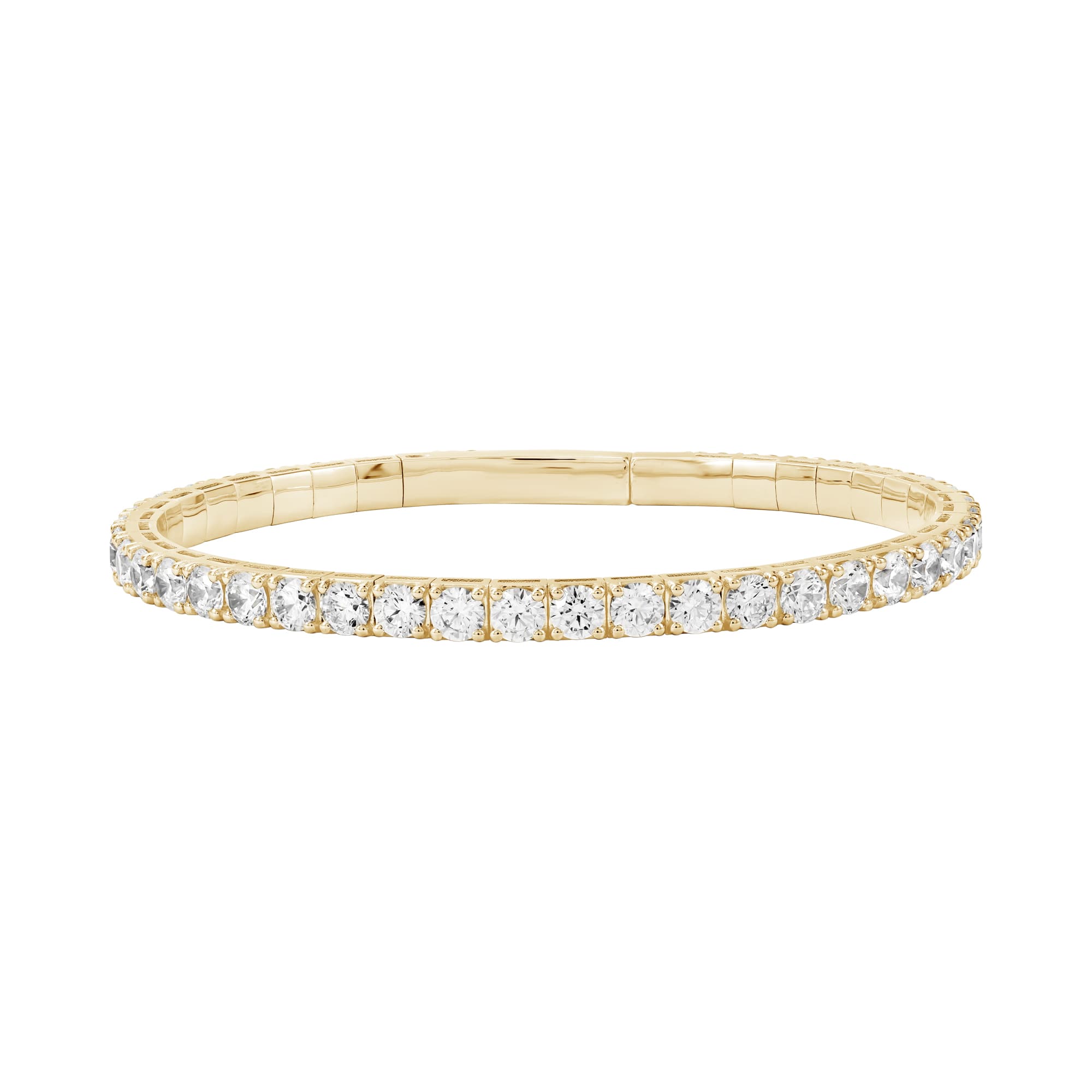 10 CTW Lab-Grown Diamond Flexible Bangle (10 ct. tw.), Front view in yellow gold