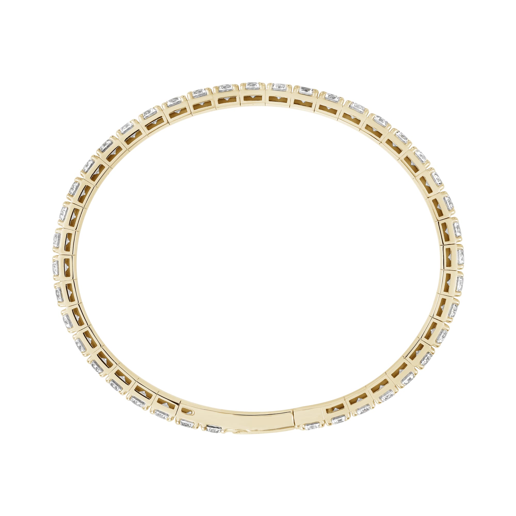 10 CTW Lab-Grown Diamond Flexible Bangle (10 ct. tw.), Side view in yellow gold