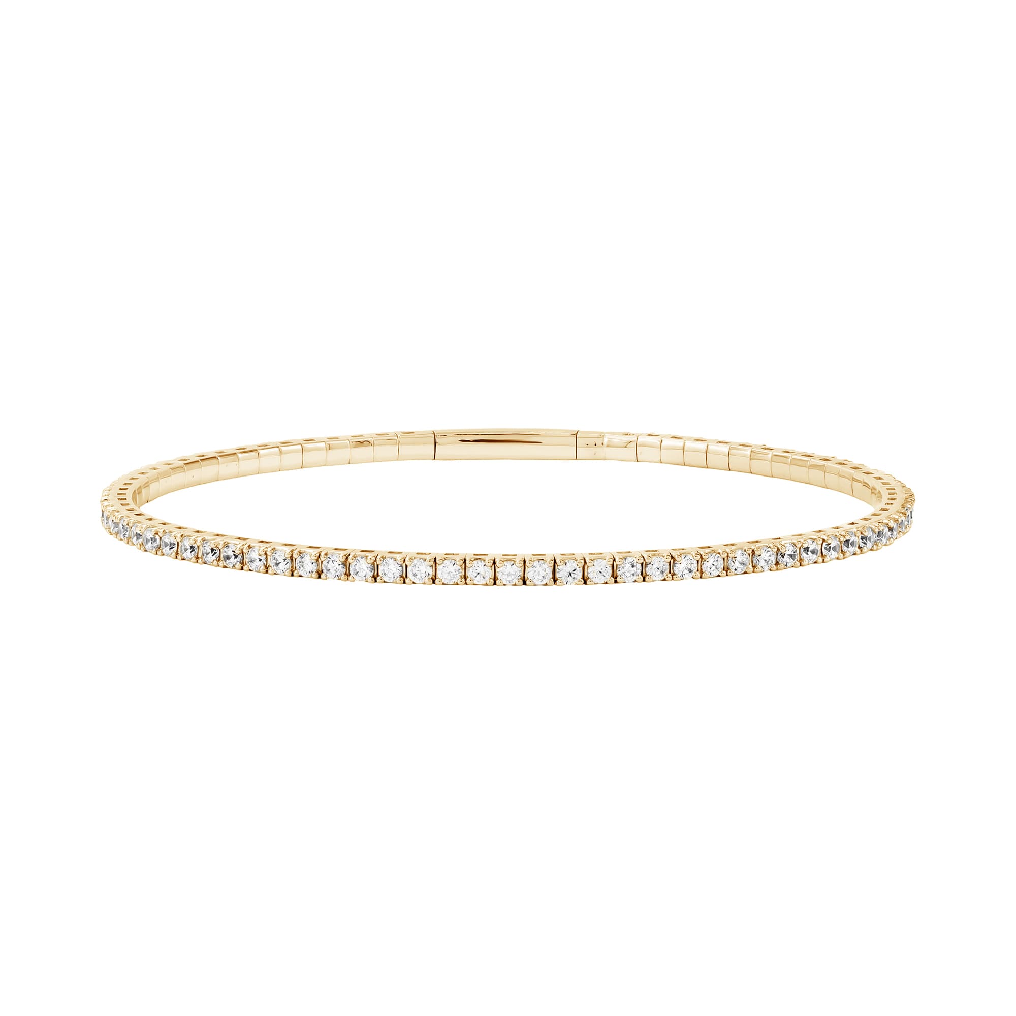 2 CTW Lab-Grown Diamond Flexible Bangle (2 ct. tw.), Front view in yellow gold