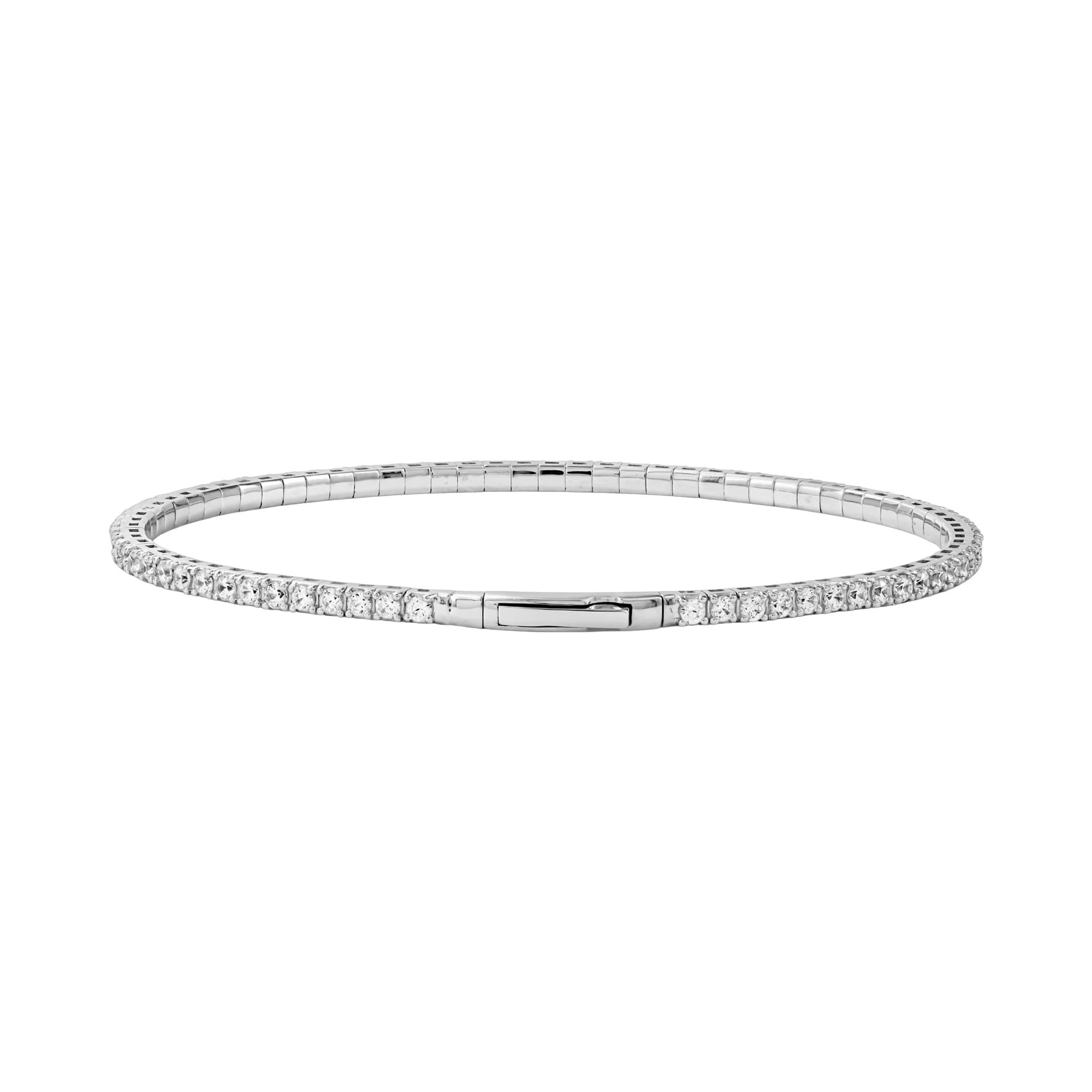2 CTW Lab-Grown Diamond Flexible Bangle (2 ct. tw.), Angle view in white gold or platinum