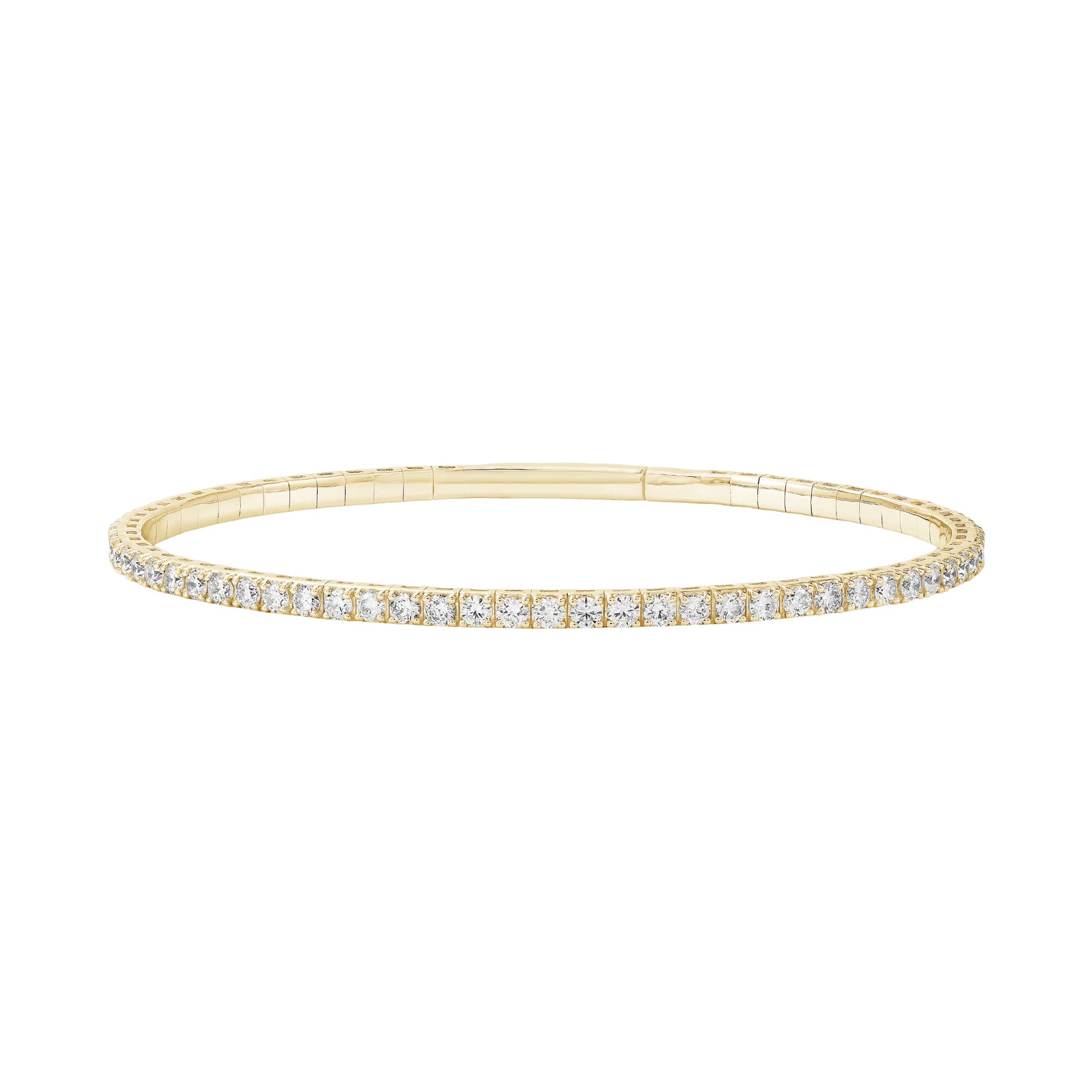 3 CTW Lab-Grown Diamond Flexible Bangle (3 ct. tw.), Front view in yellow gold