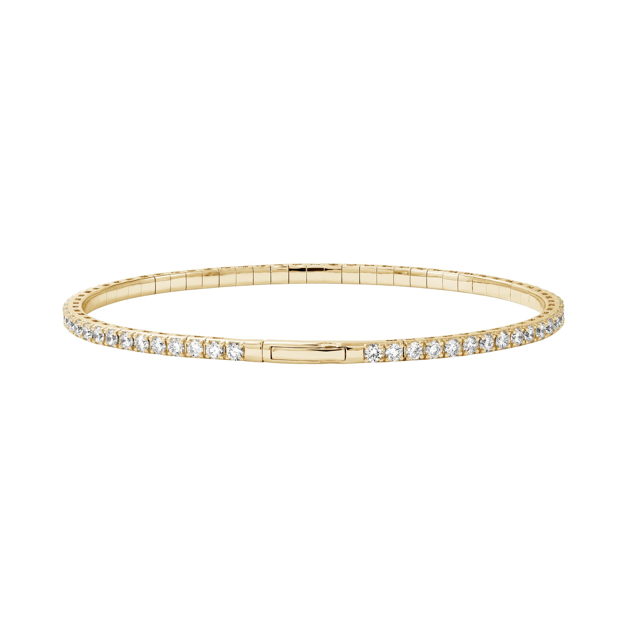 3 CTW Lab-Grown Diamond Flexible Bangle (3 ct. tw.), Angle view in yellow gold