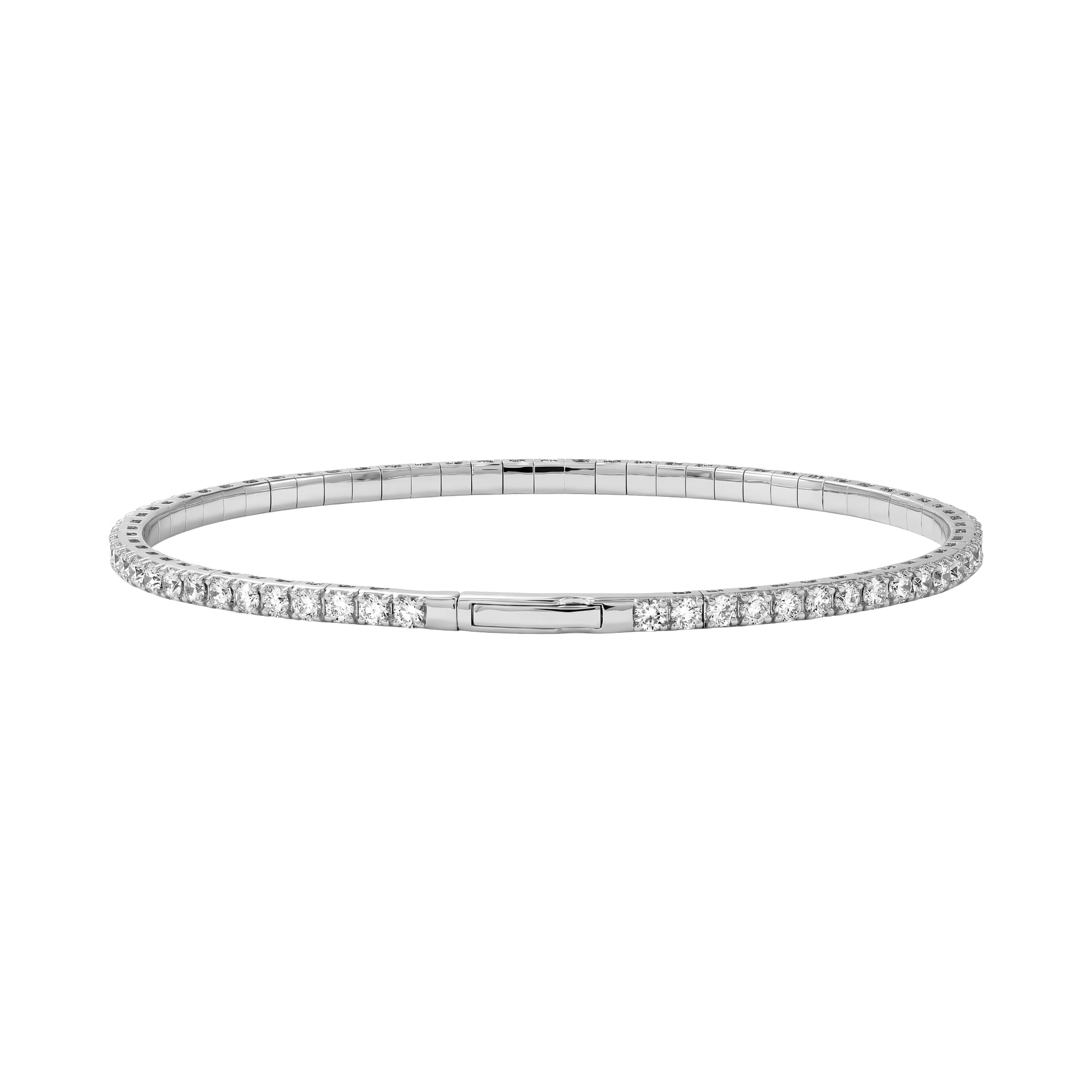 3 CTW Lab-Grown Diamond Flexible Bangle (3 ct. tw.), Angle view in white gold or platinum