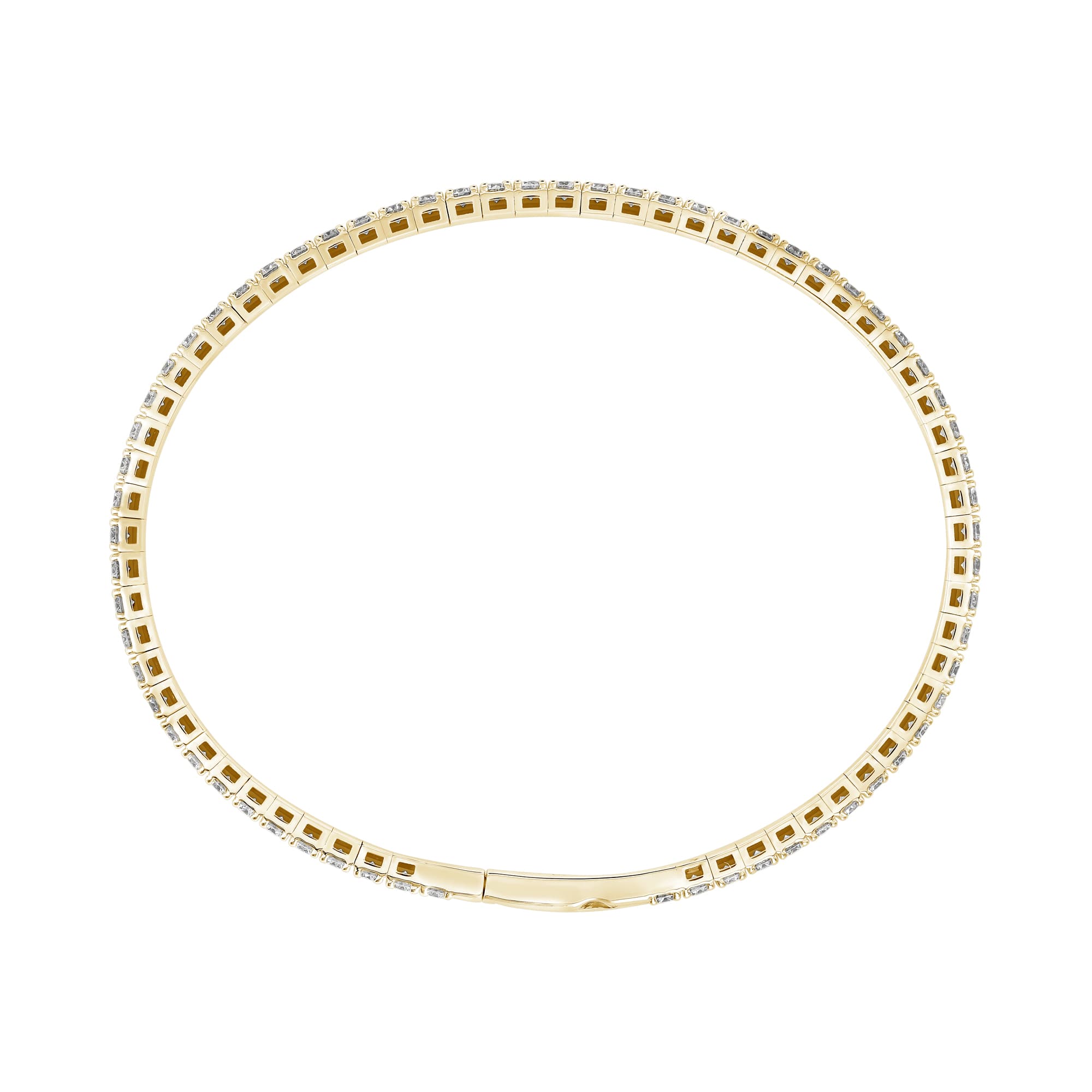 3 CTW Lab-Grown Diamond Flexible Bangle (3 ct. tw.), Side view in yellow gold