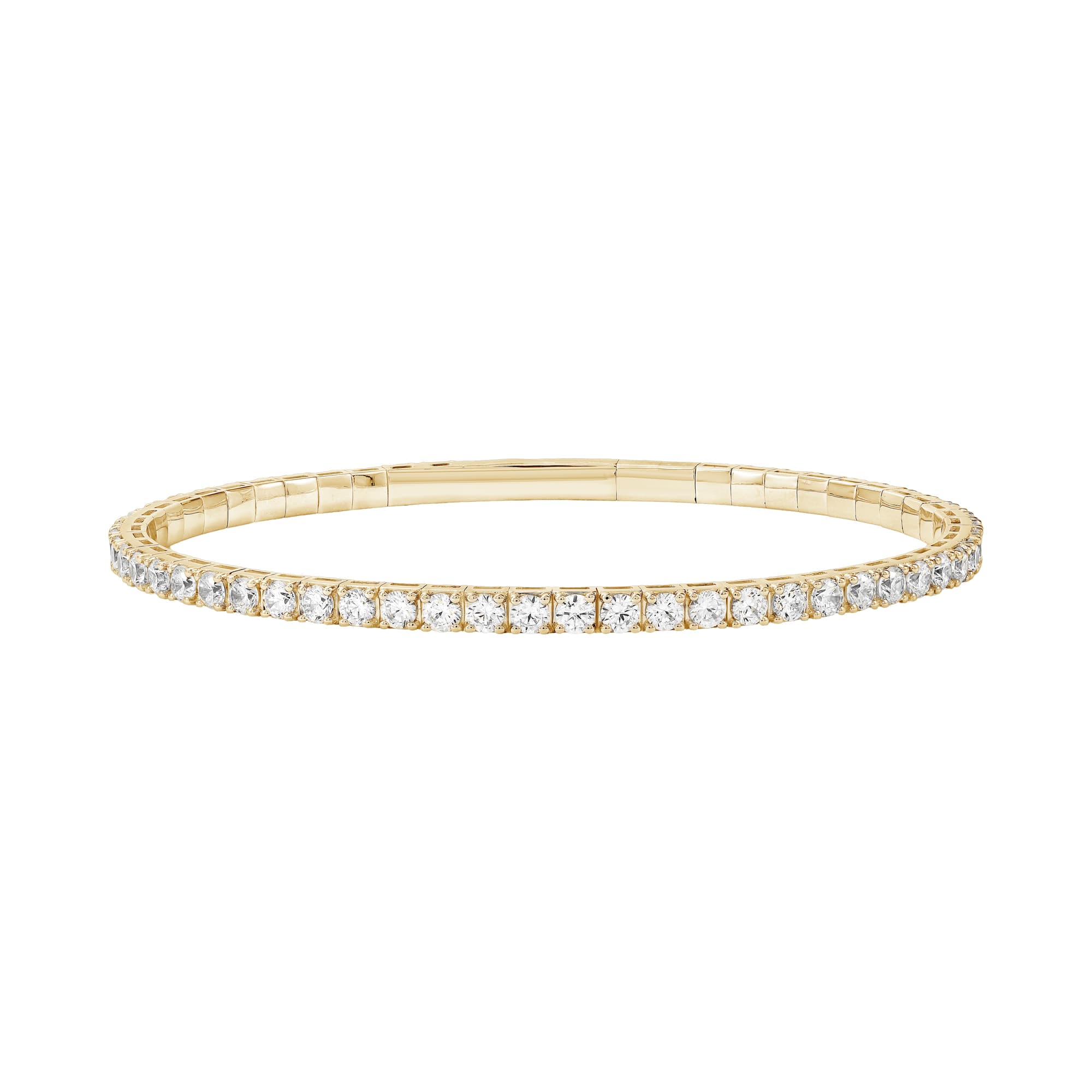 5 CTW Lab-Grown Diamond Flexible Bangle (5 ct. tw.), Front view in yellow gold