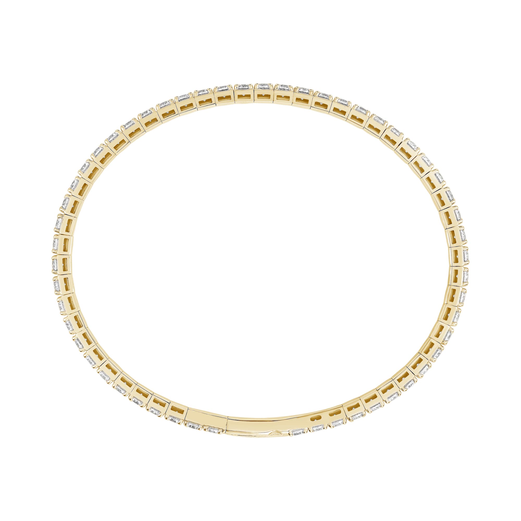 5 CTW Lab-Grown Diamond Flexible Bangle (5 ct. tw.), Side view in yellow gold
