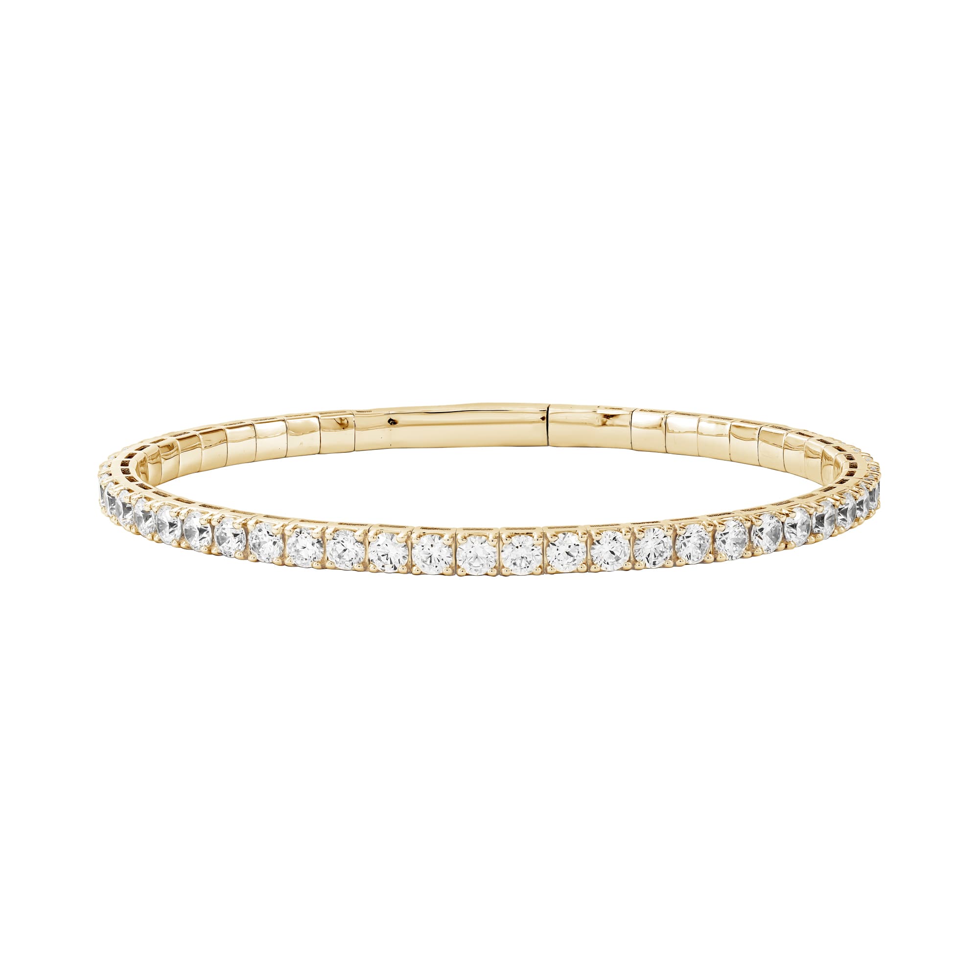 7 CTW Lab-Grown Diamond Flexible Bangle (7 ct. tw.), Front view in yellow gold