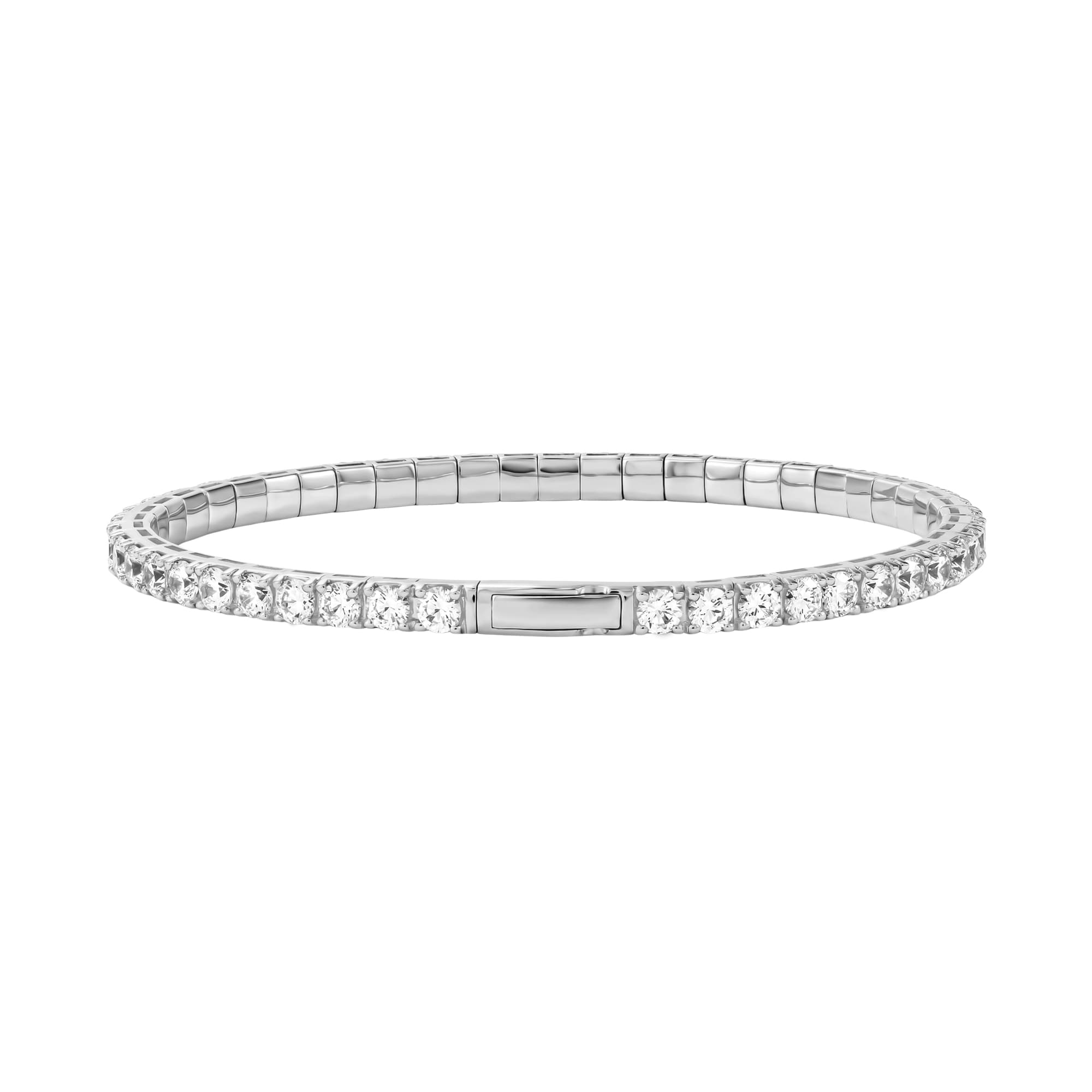 7 CTW Lab-Grown Diamond Flexible Bangle (7 ct. tw.), Angle view in white gold or platinum