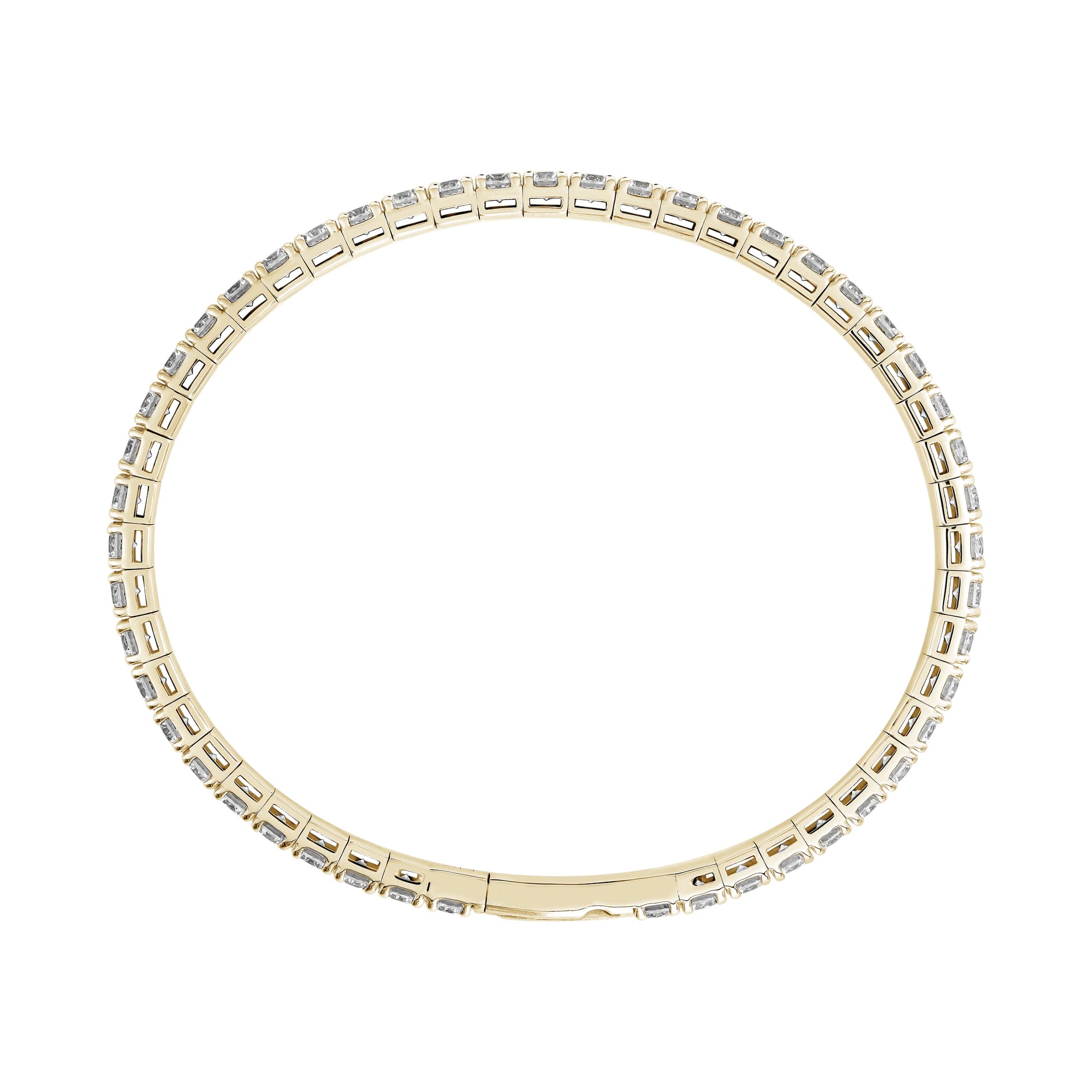 7 CTW Lab-Grown Diamond Flexible Bangle (7 ct. tw.), Side view in yellow gold