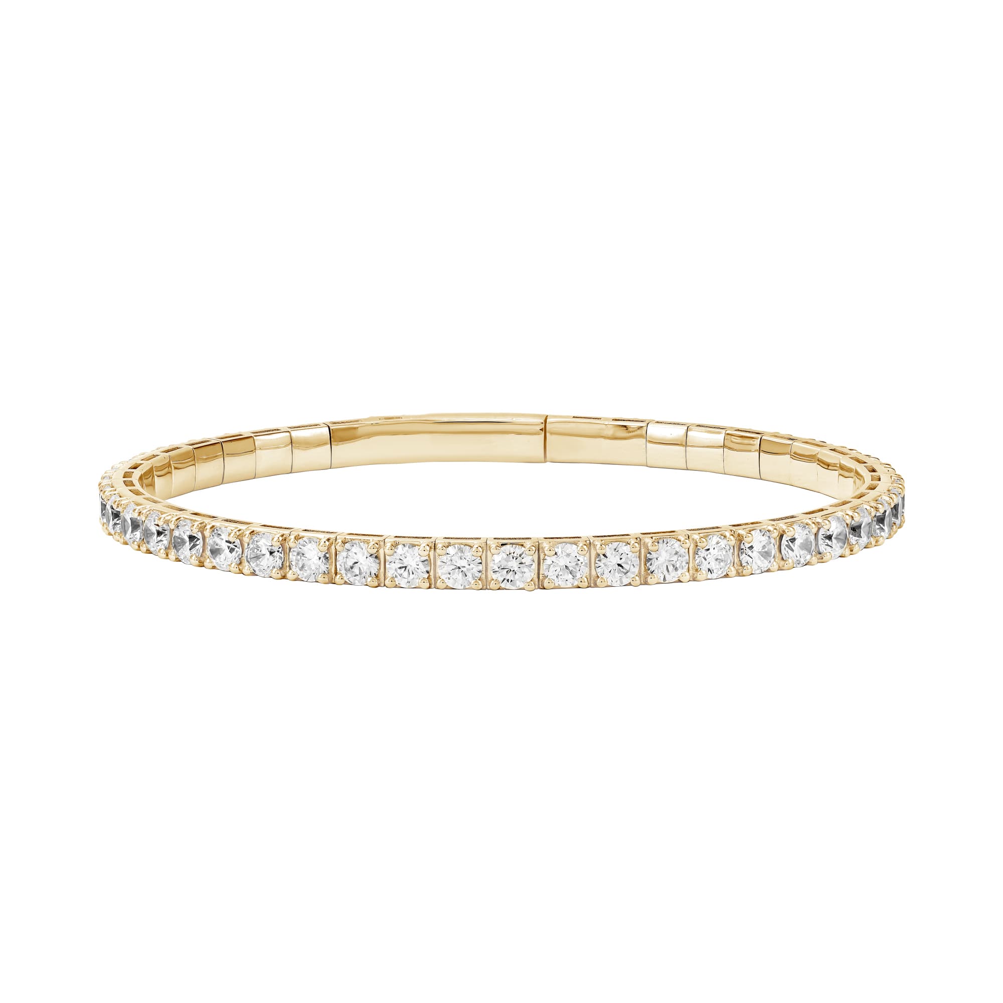 8 CTW Lab-Grown Diamond Flexible Bangle (8 ct. tw.), Front view in yellow gold
