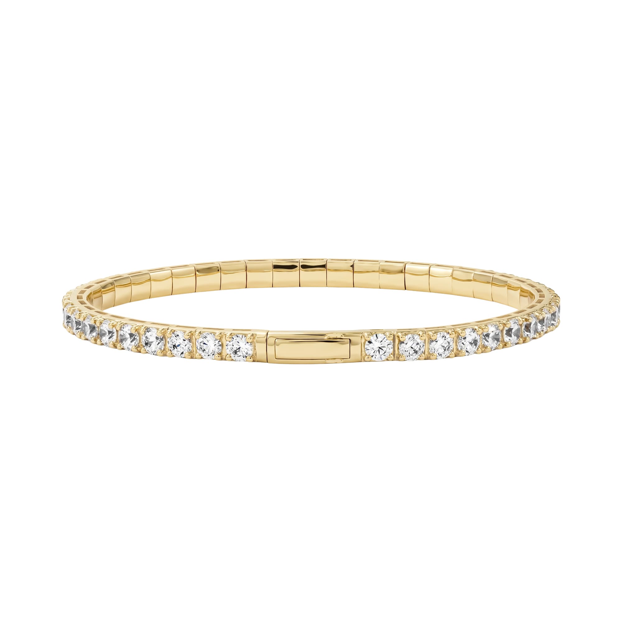 8 CTW Lab-Grown Diamond Flexible Bangle (8 ct. tw.), Angle view in yellow gold