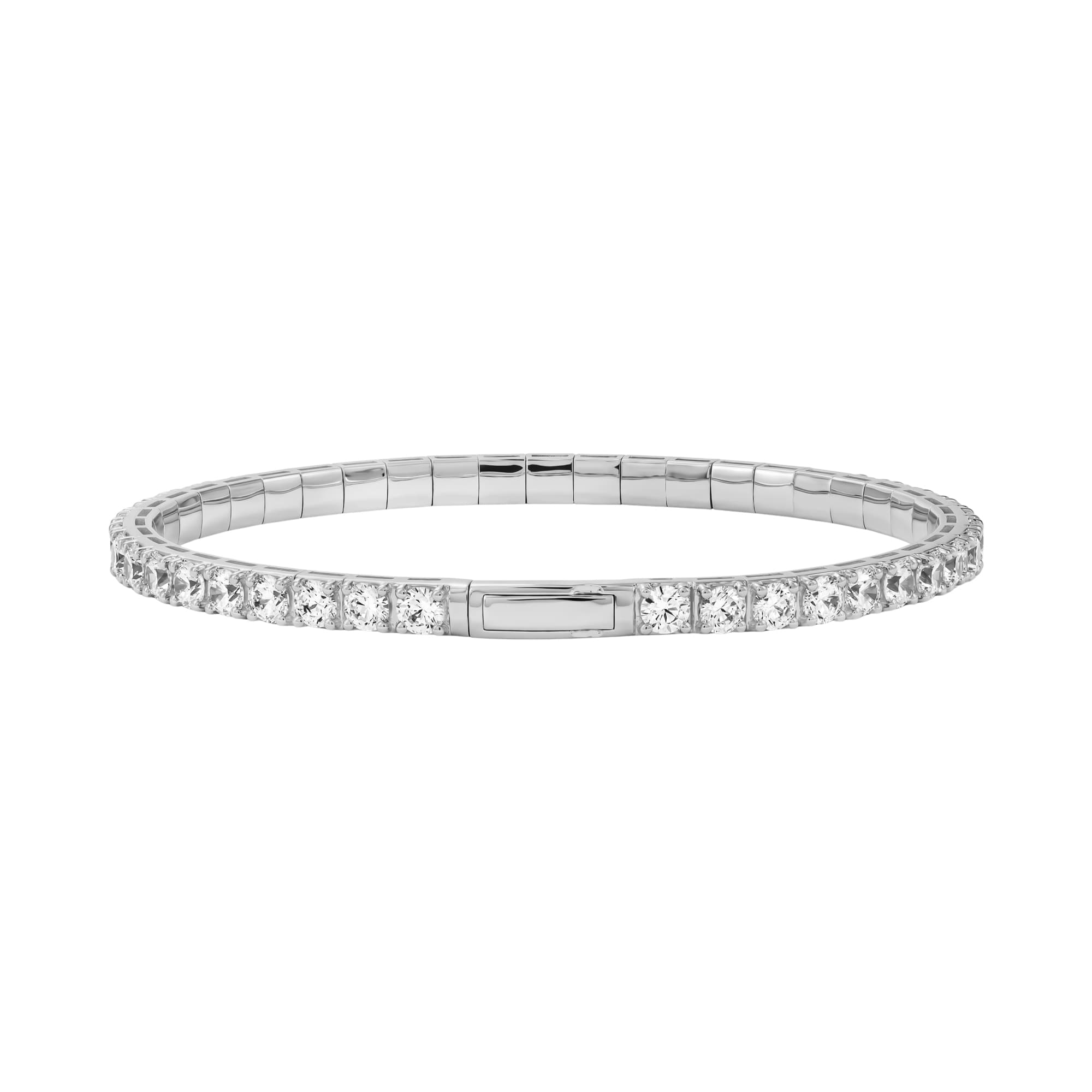 8 CTW Lab-Grown Diamond Flexible Bangle (8 ct. tw.), Angle view in white gold or platinum