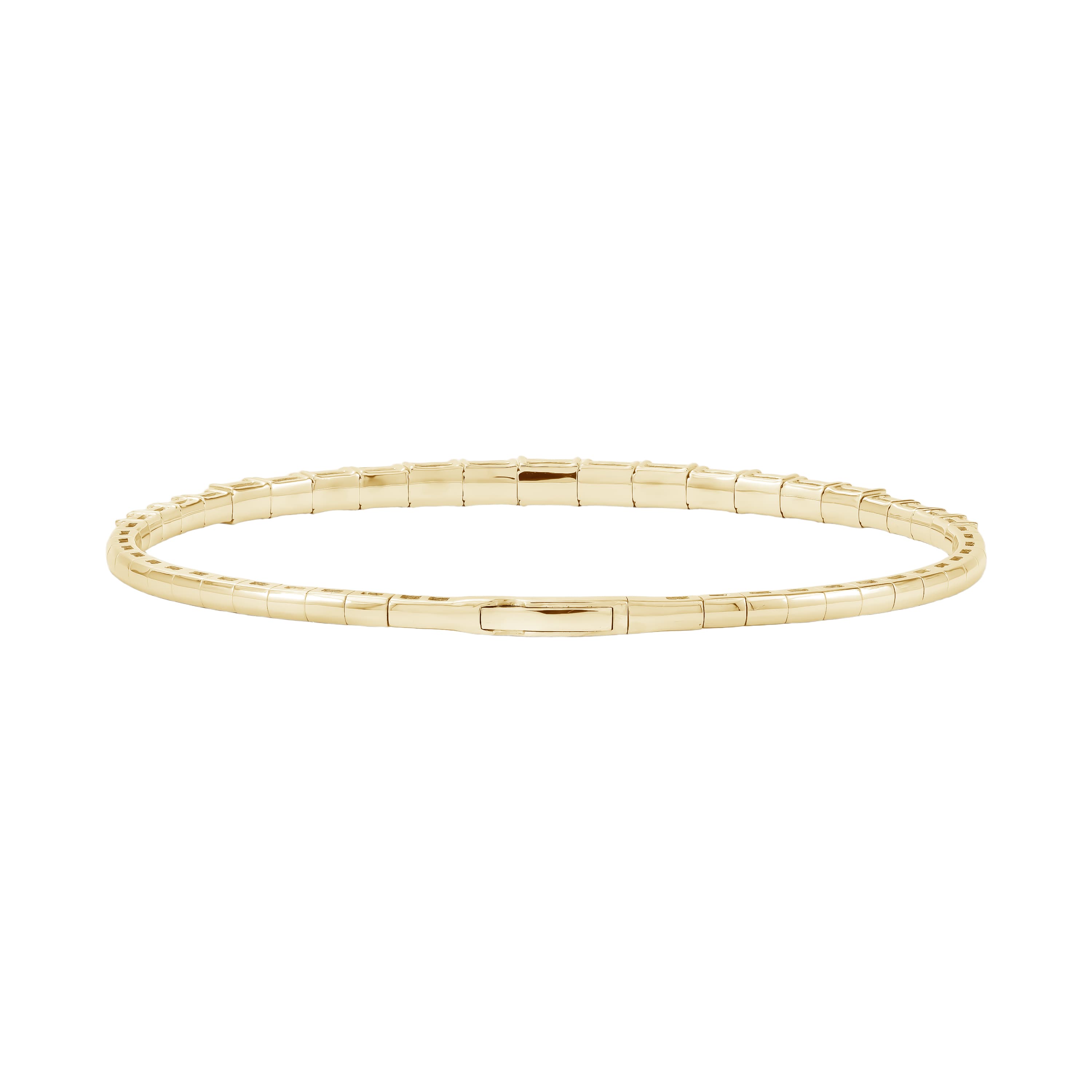 3.5 CTW Graduated Emerald Cut Lab-Grown Diamond Flexible Half Bangle (2 ct. tw.), Angle view in yellow gold