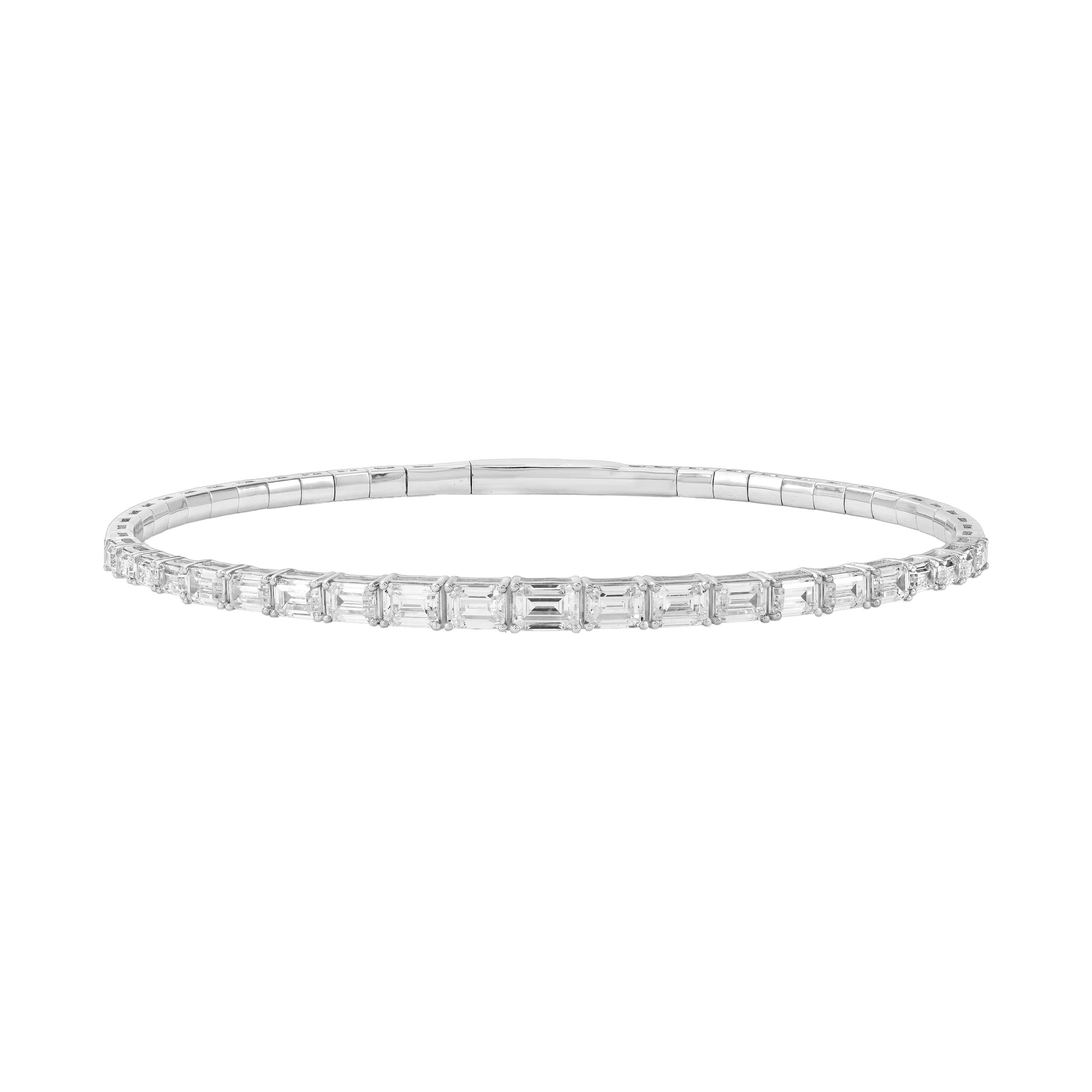 3.5 CTW Graduated Emerald Cut Lab-Grown Diamond Flexible Half Bangle — 3 1/2 ctw — View 1