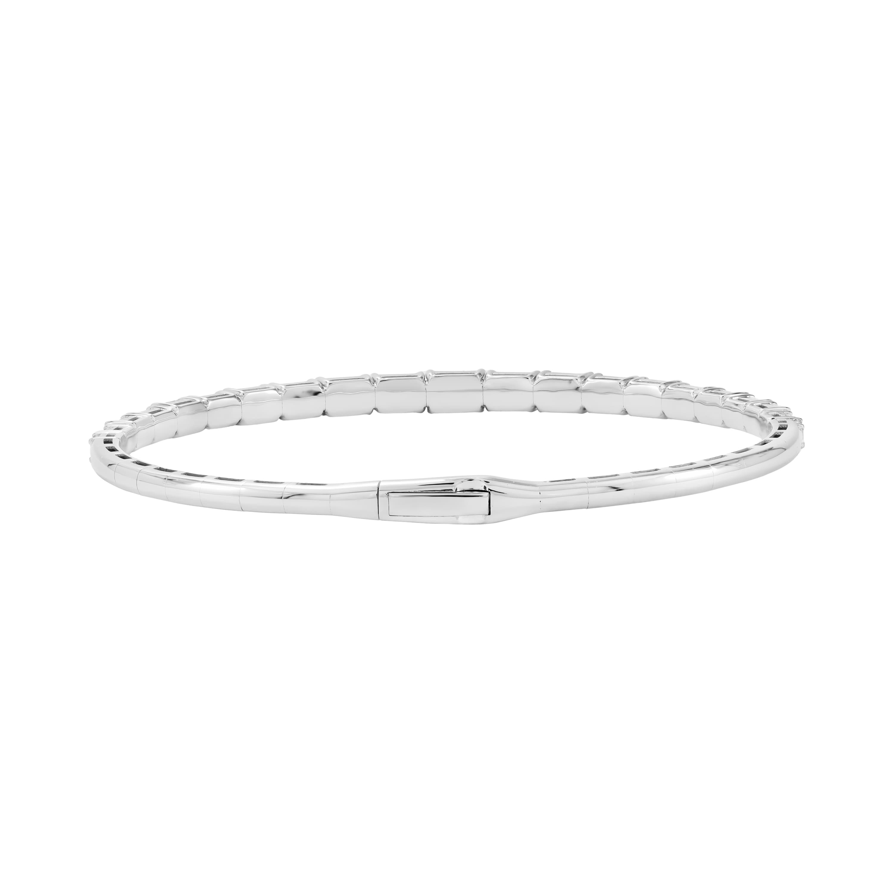4.5 CTW Graduated Emerald Cut Lab-Grown Diamond Flexible Half Bangle (2 ct. tw.), Angle view in white gold or platinum