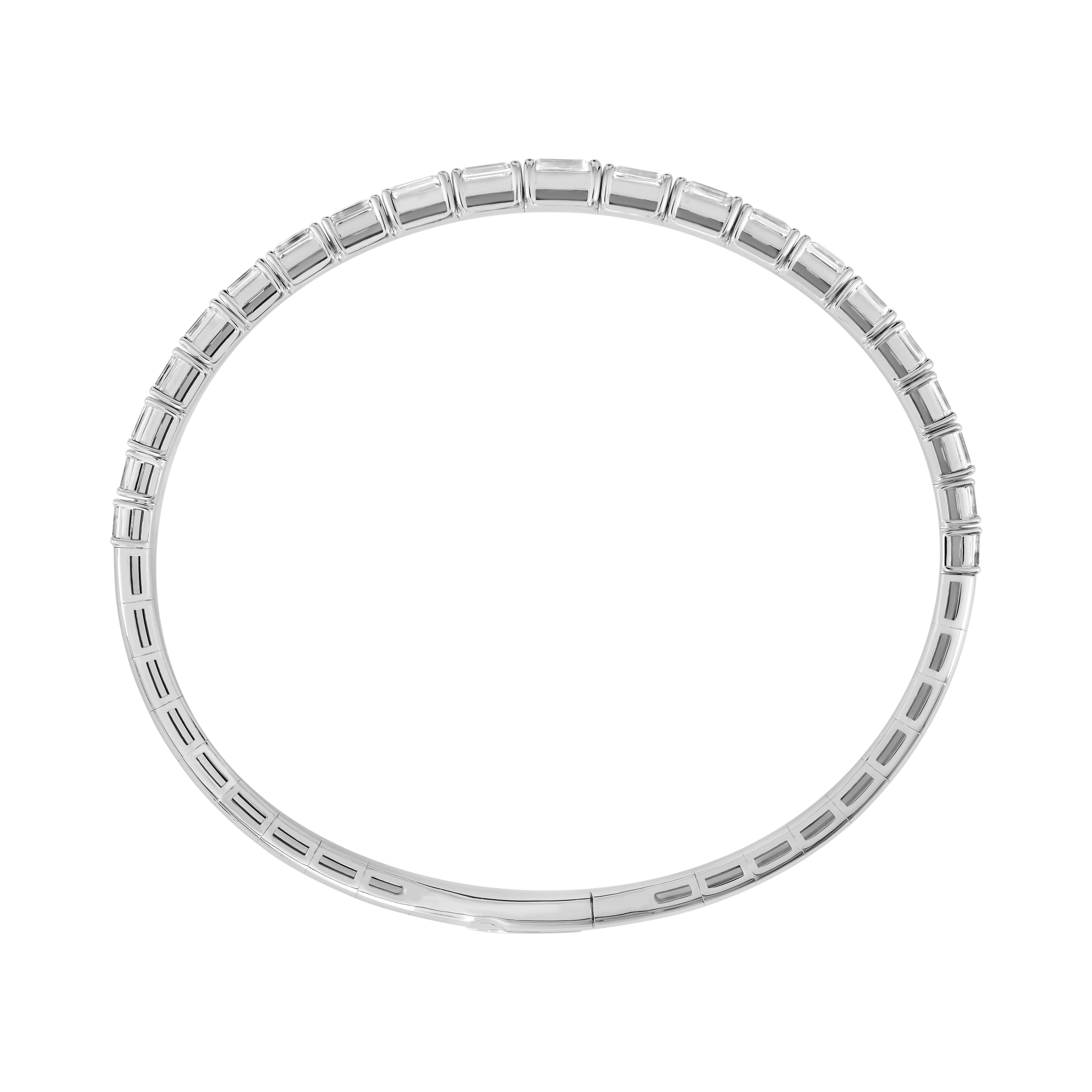 4.5 CTW Graduated Emerald Cut Lab-Grown Diamond Flexible Half Bangle (2 ct. tw.), Side view in white gold or platinum