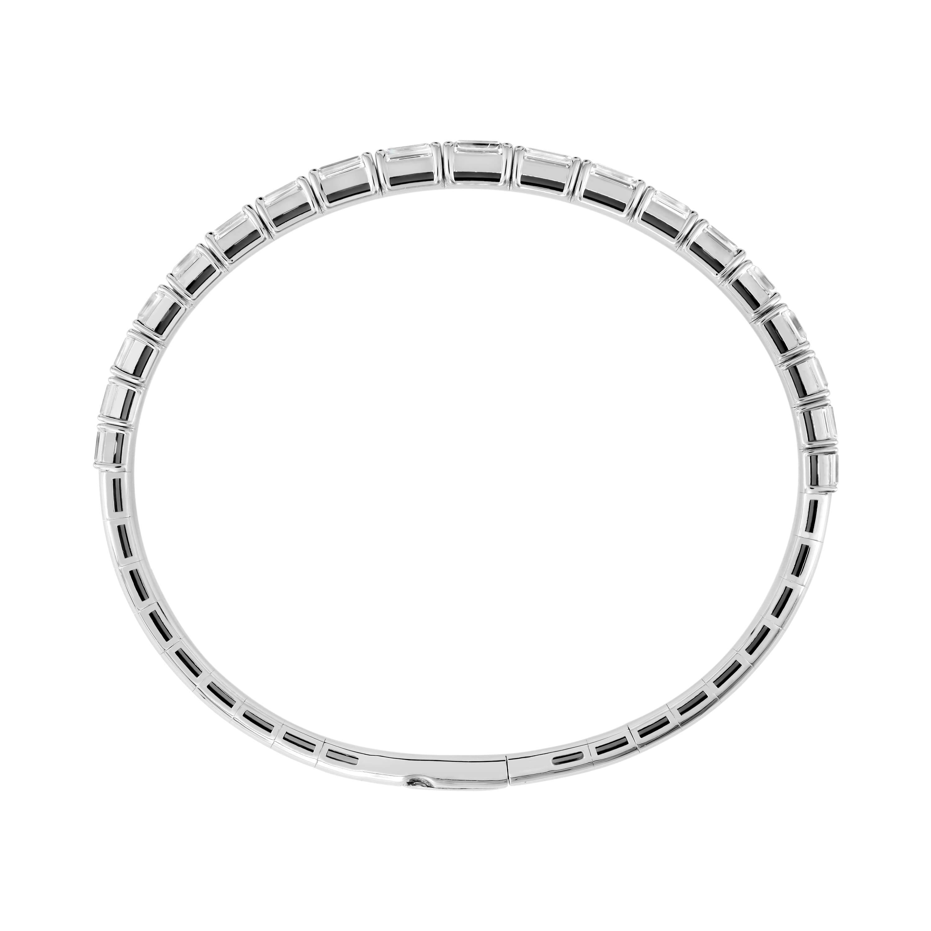 5.5 CTW Graduated Emerald Cut Lab-Grown Diamond Flexible Half Bangle (2 ct. tw.), Side view in white gold or platinum