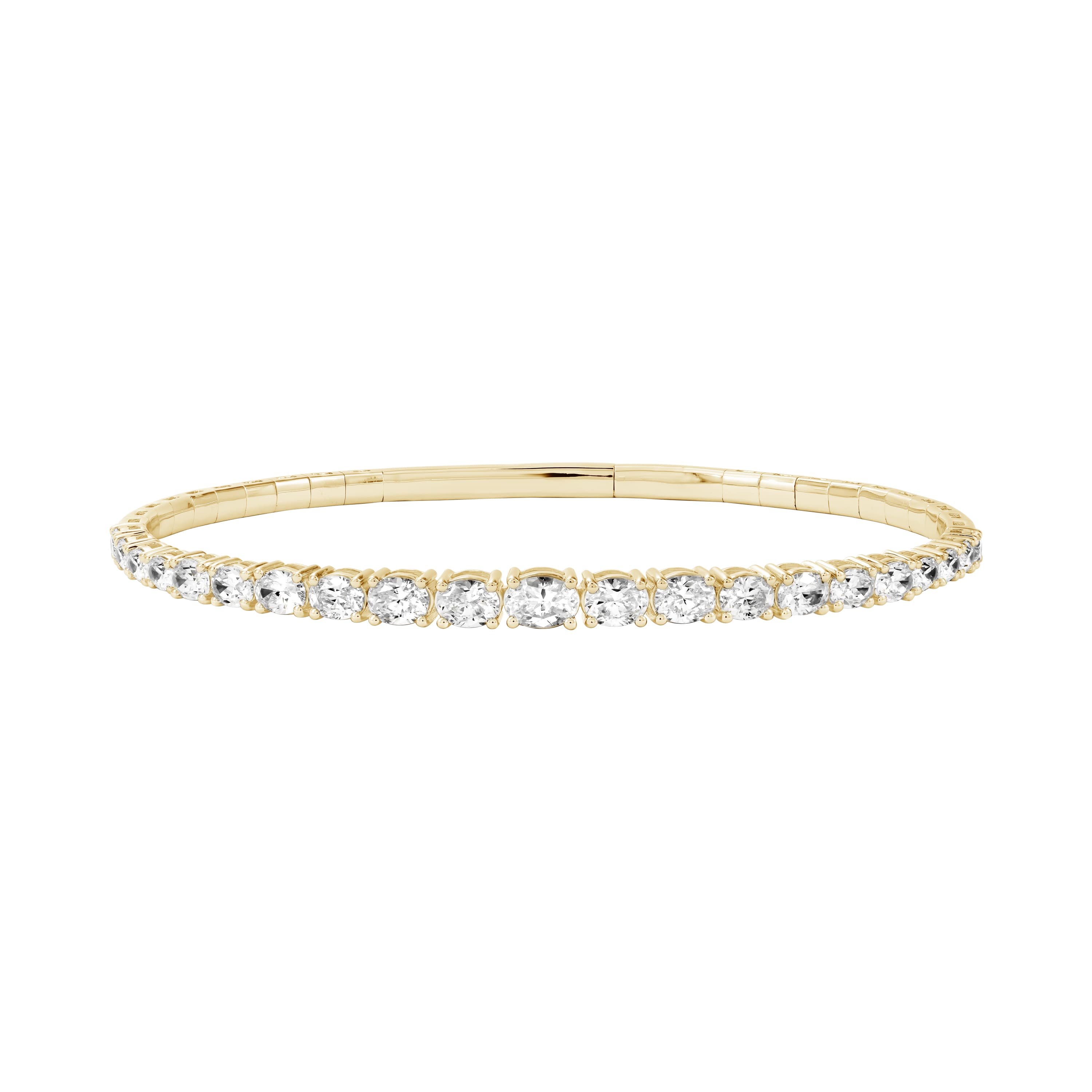 3.5 CTW Graduated Oval Lab-Grown Diamond Flexible Half Bangle (2 ct. tw.), Front view in yellow gold