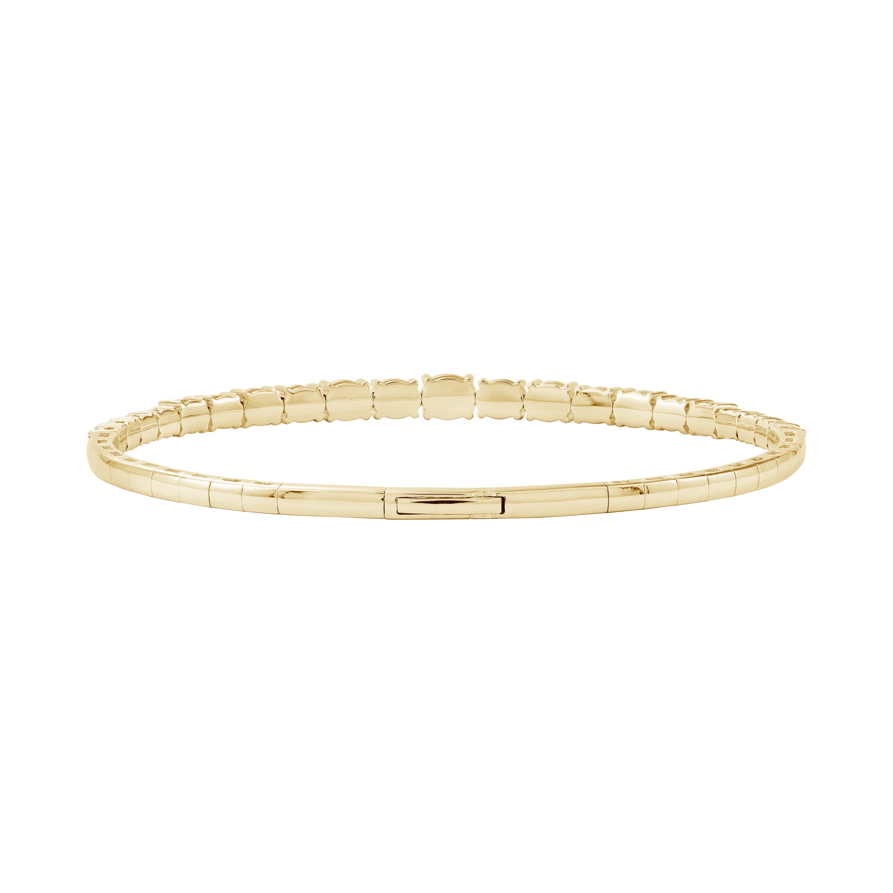 3.5 CTW Graduated Oval Lab-Grown Diamond Flexible Half Bangle (2 ct. tw.), Angle view in yellow gold