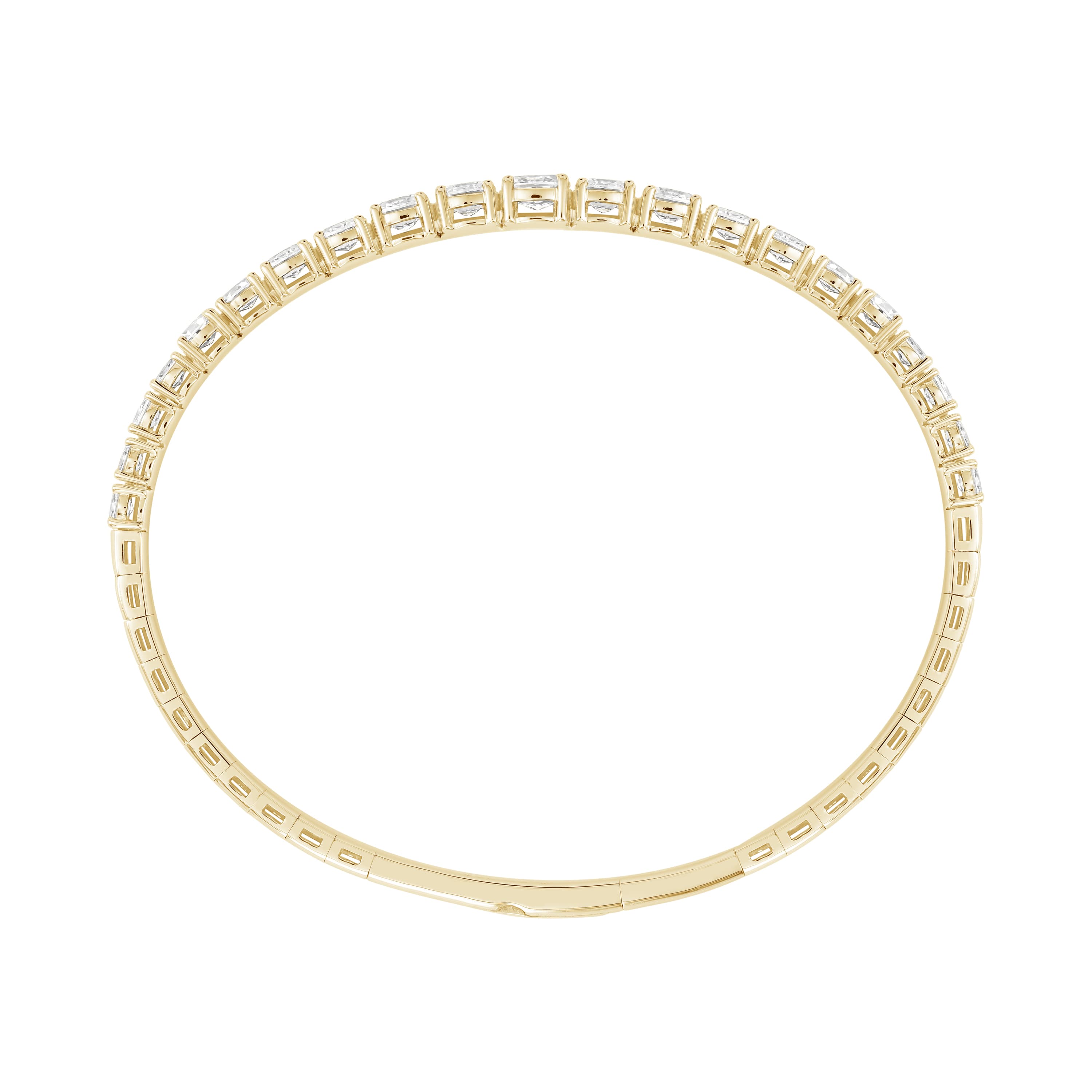 3.5 CTW Graduated Oval Lab-Grown Diamond Flexible Half Bangle (2 ct. tw.), Side view in yellow gold
