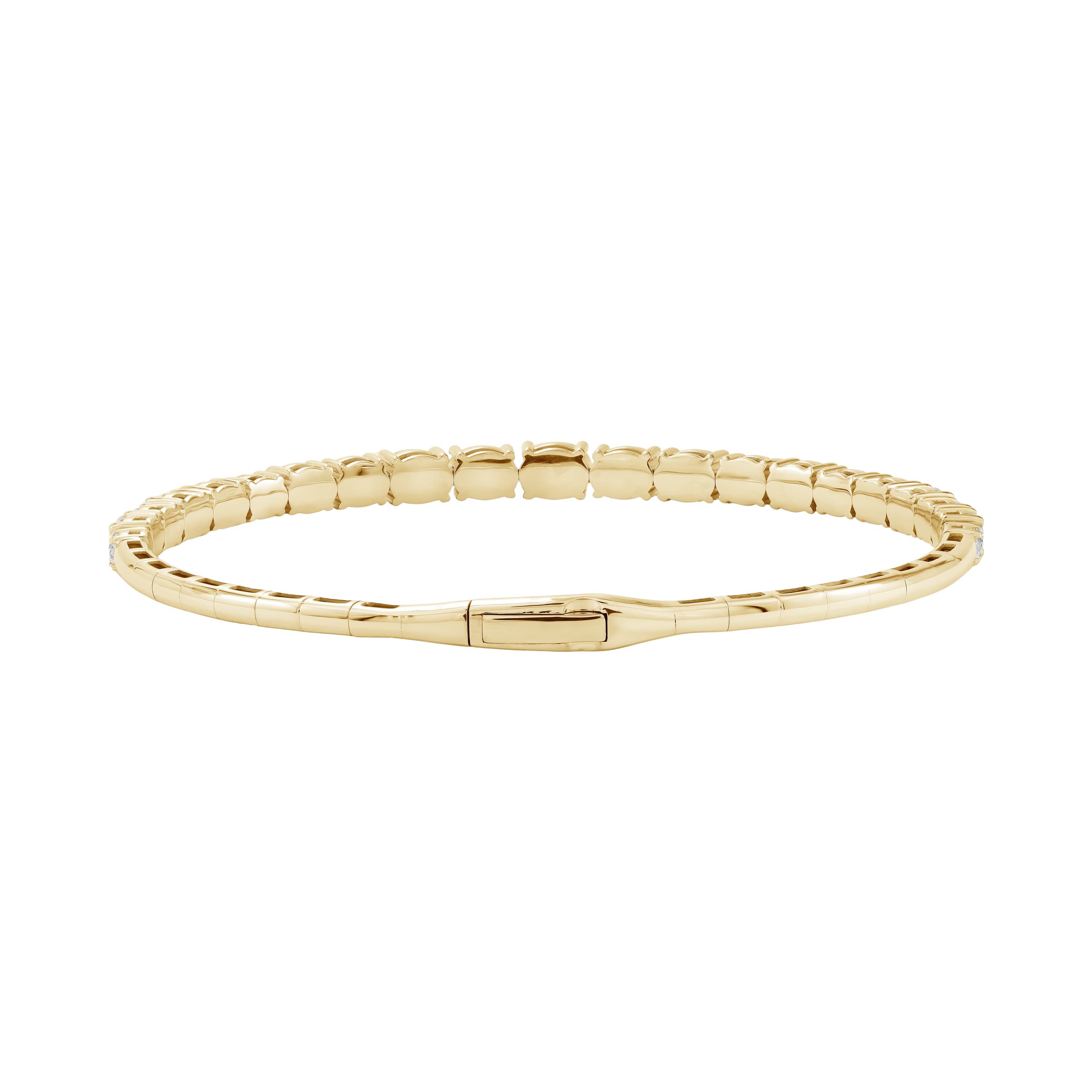 4.5 CTW Graduated Oval Lab-Grown Diamond Flexible Half Bangle (2 ct. tw.), Angle view in yellow gold