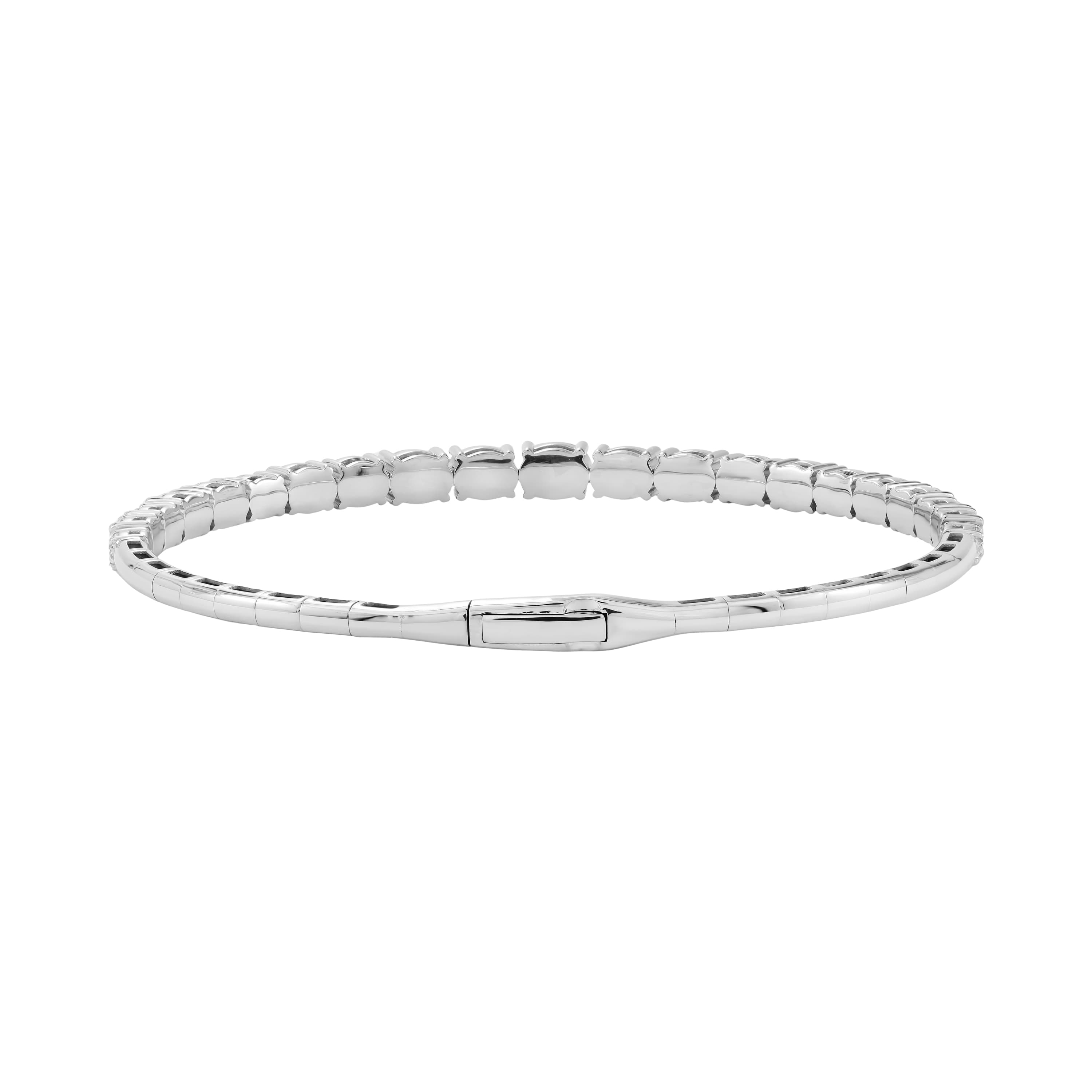 4.5 CTW Graduated Oval Lab-Grown Diamond Flexible Half Bangle (2 ct. tw.), Angle view in white gold or platinum