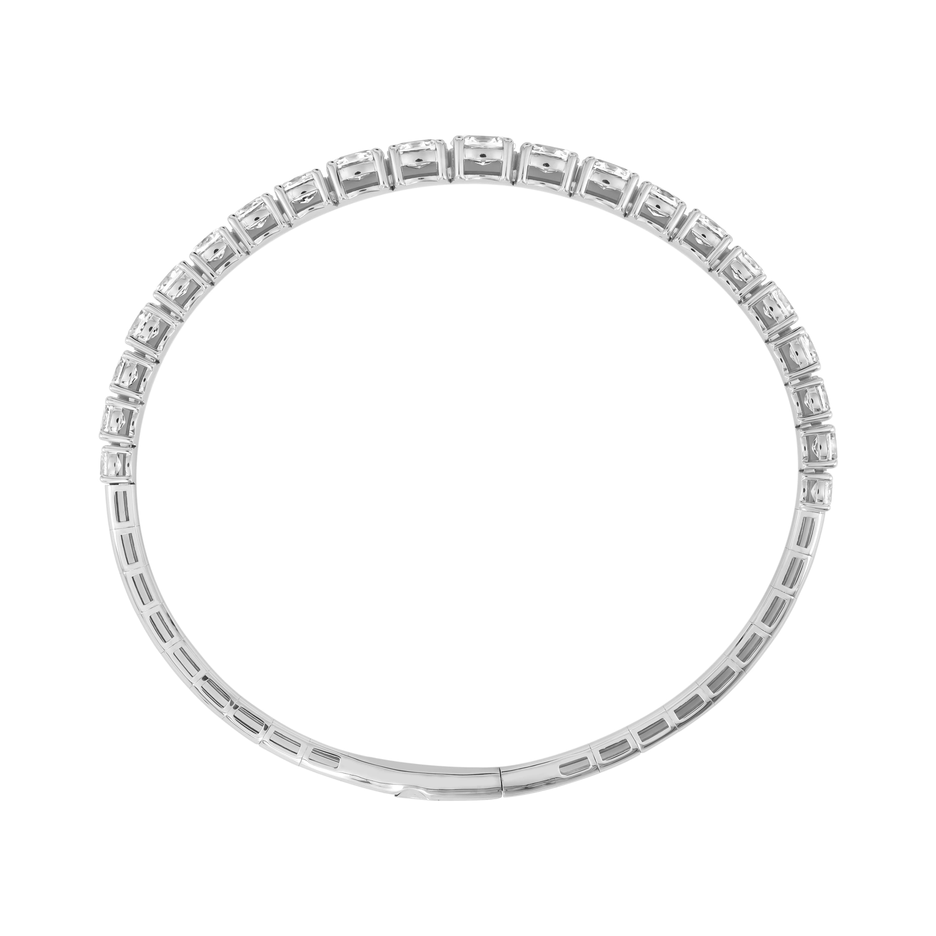 4.5 CTW Graduated Oval Lab-Grown Diamond Flexible Half Bangle (2 ct. tw.), Side view in white gold or platinum