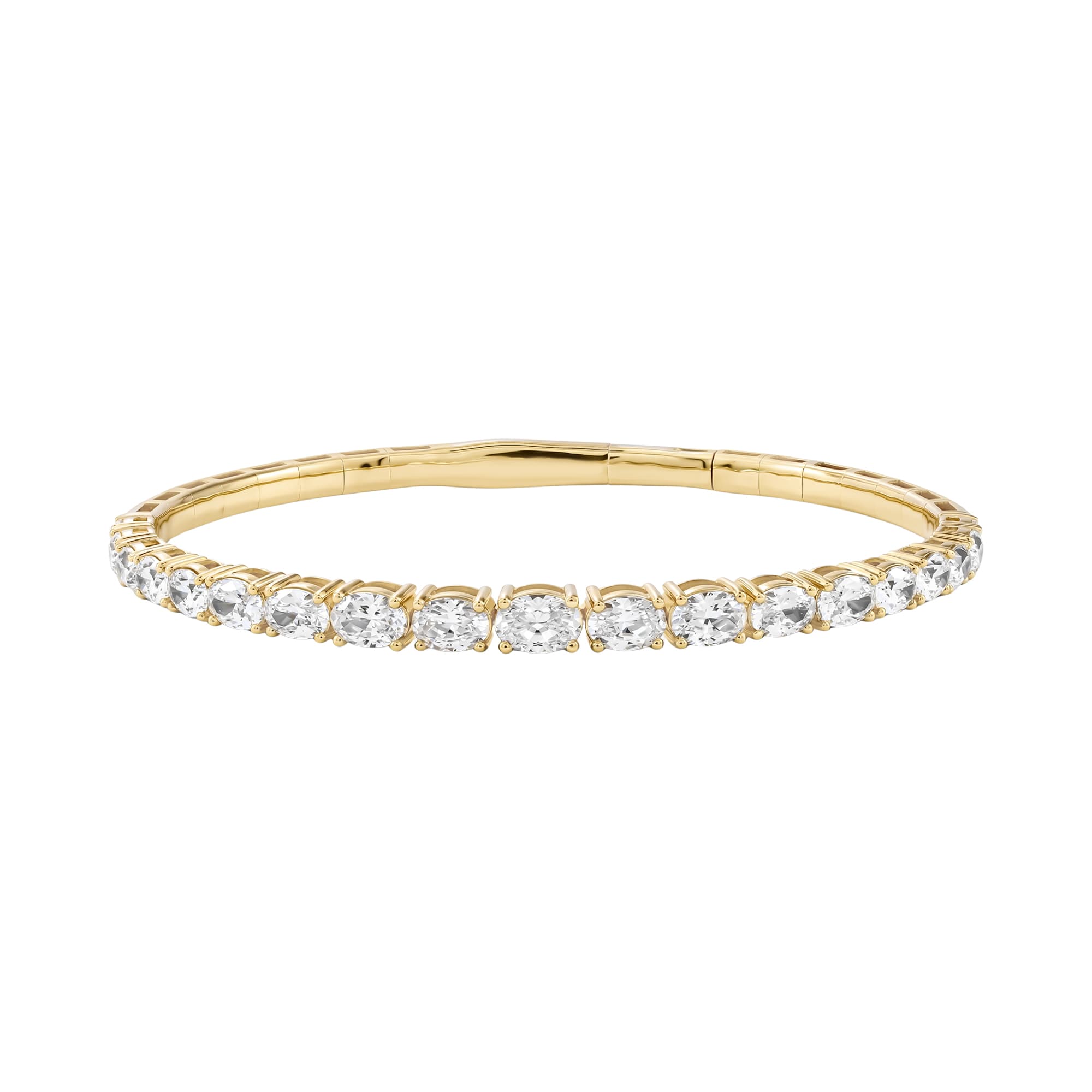 5.5 CTW Graduated Oval Lab-Grown Diamond Flexible Half Bangle (2 ct. tw.), Front view in yellow gold