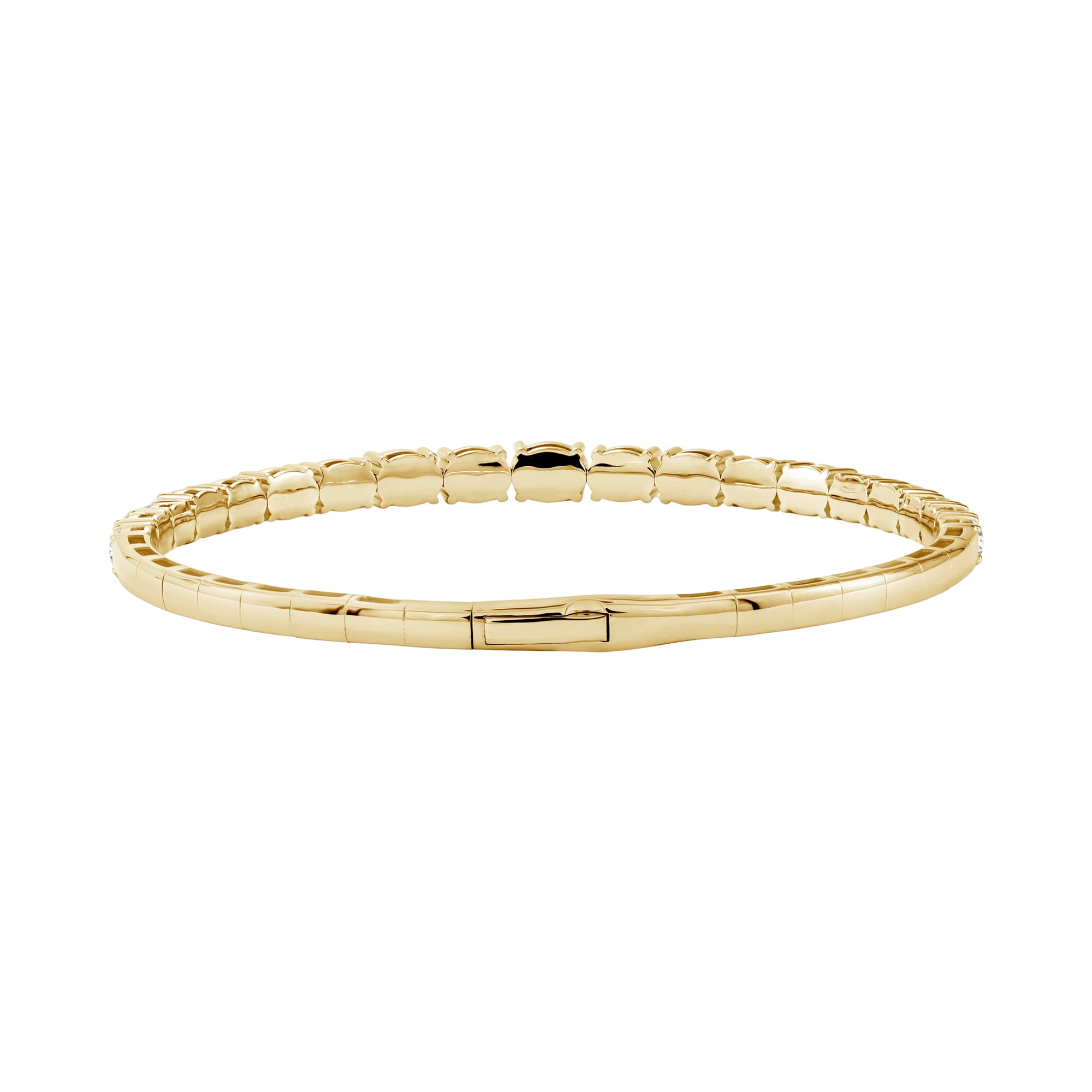 5.5 CTW Graduated Oval Lab-Grown Diamond Flexible Half Bangle (2 ct. tw.), Angle view in yellow gold