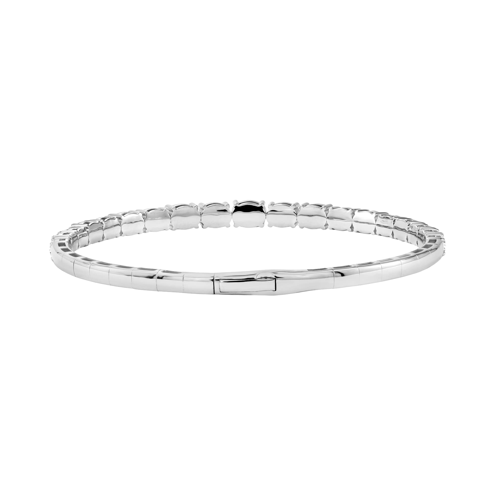 5.5 CTW Graduated Oval Lab-Grown Diamond Flexible Half Bangle (2 ct. tw.), Angle view in white gold or platinum