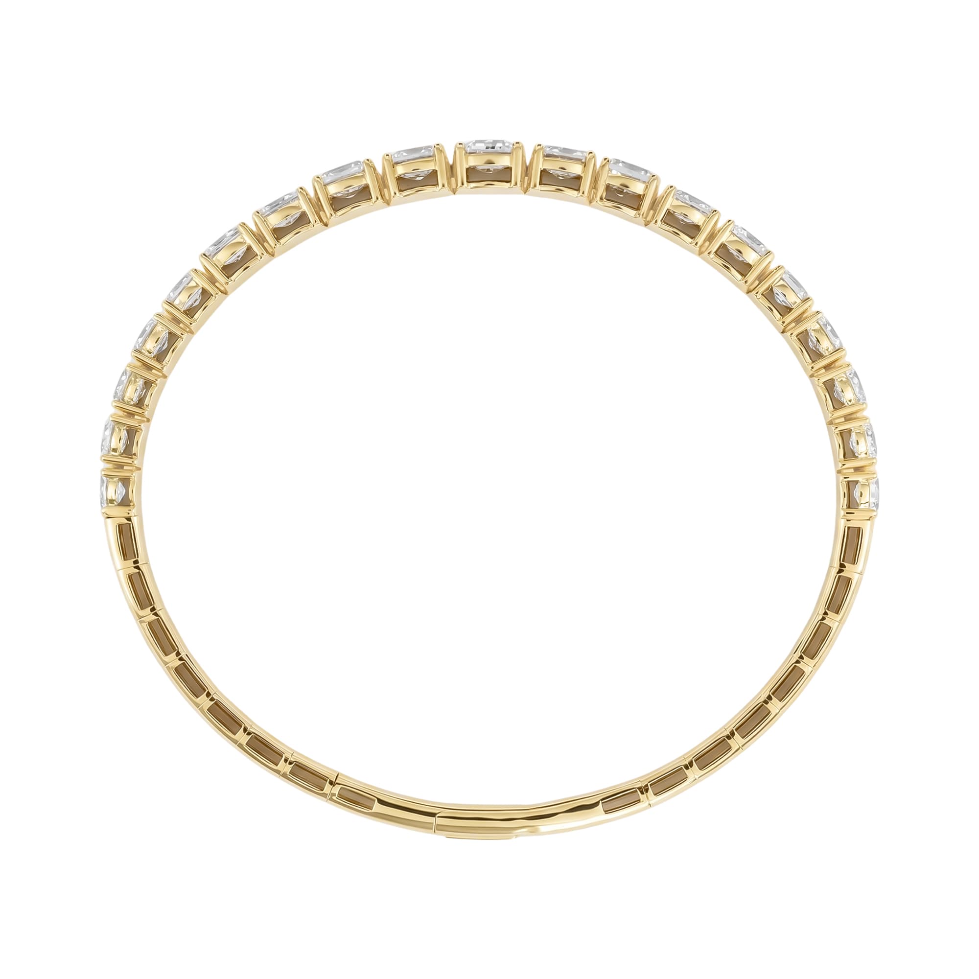 5.5 CTW Graduated Oval Lab-Grown Diamond Flexible Half Bangle (2 ct. tw.), Side view in yellow gold