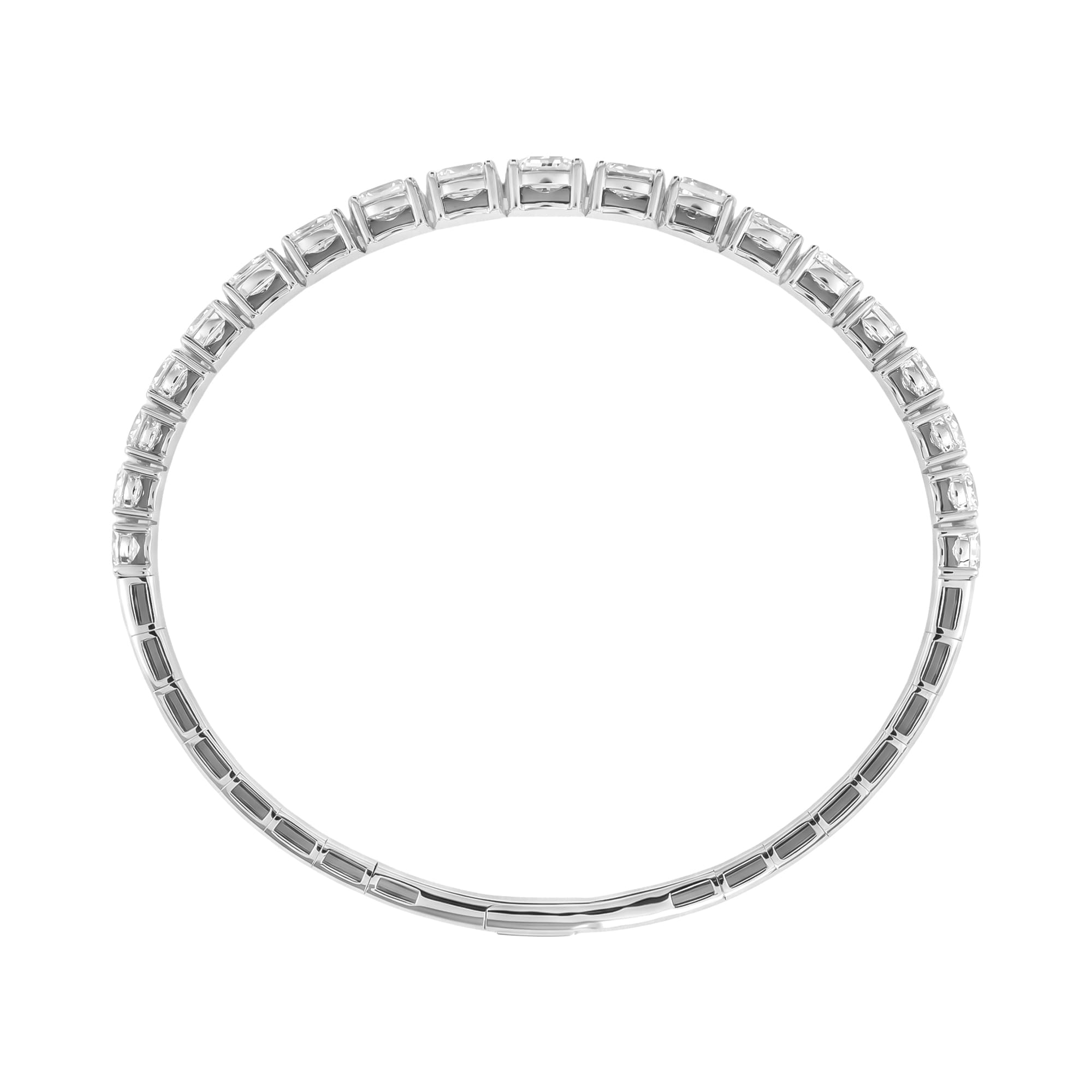 5.5 CTW Graduated Oval Lab-Grown Diamond Flexible Half Bangle (2 ct. tw.), Side view in white gold or platinum
