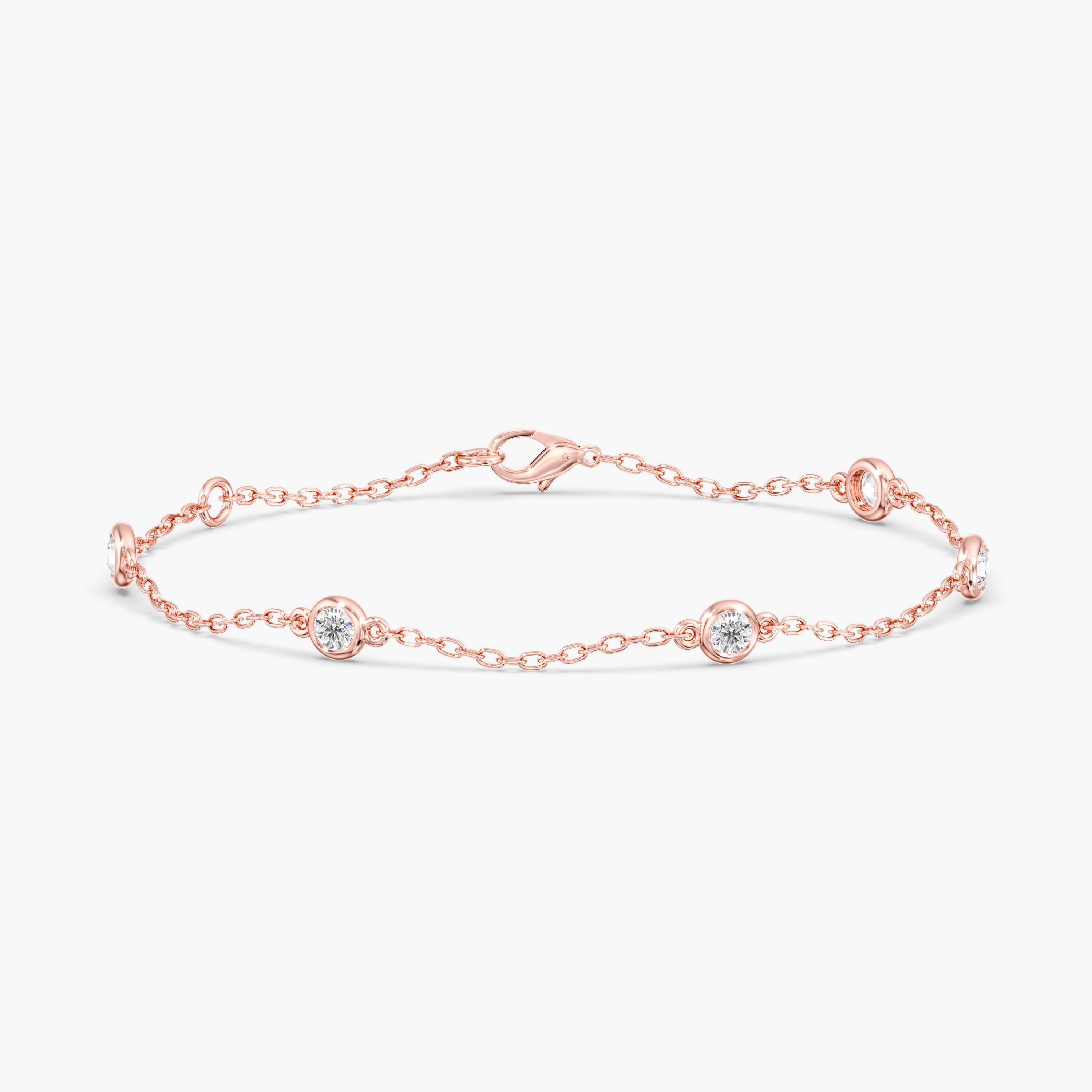 Round Lab Diamond Stationary Bracelet 1/2 Ctw (2 ct. tw.), Front view in rose gold