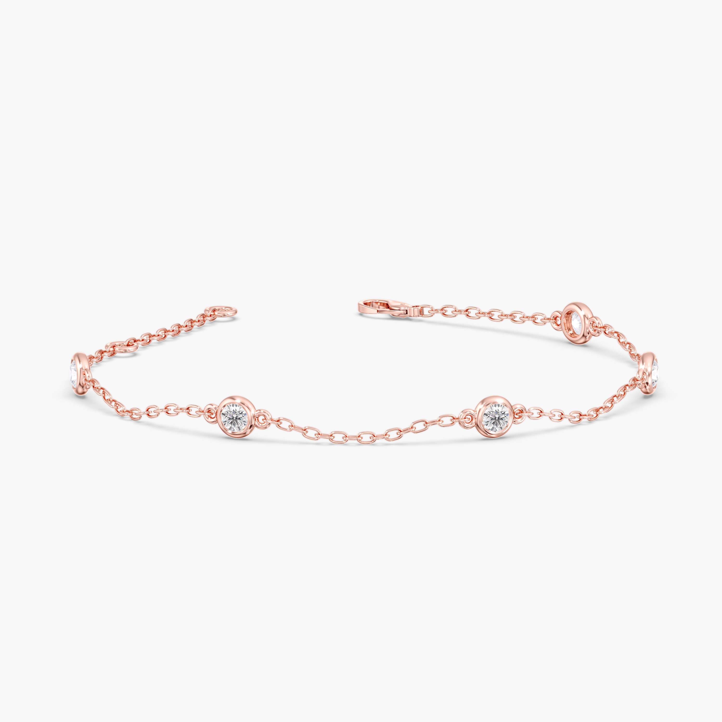 Round Lab Diamond Stationary Bracelet 1/2 Ctw (2 ct. tw.), Angle view in rose gold