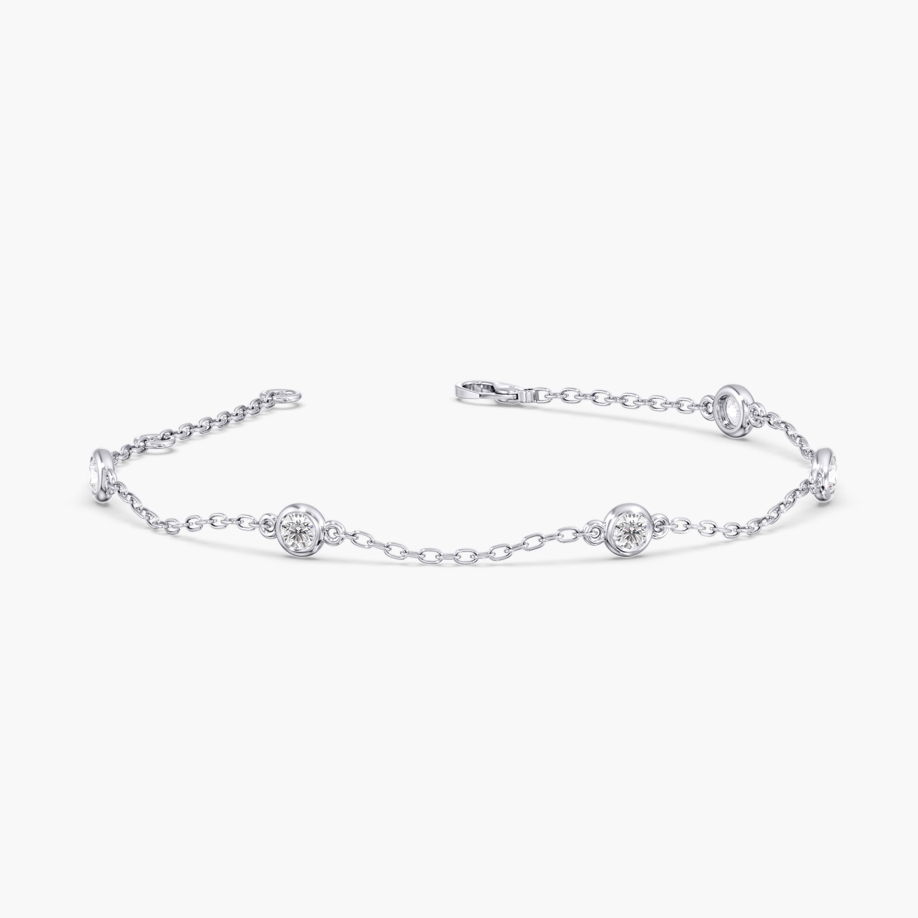 Round Lab Diamond Stationary Bracelet 1/2 Ctw (2 ct. tw.), Angle view in white gold or platinum