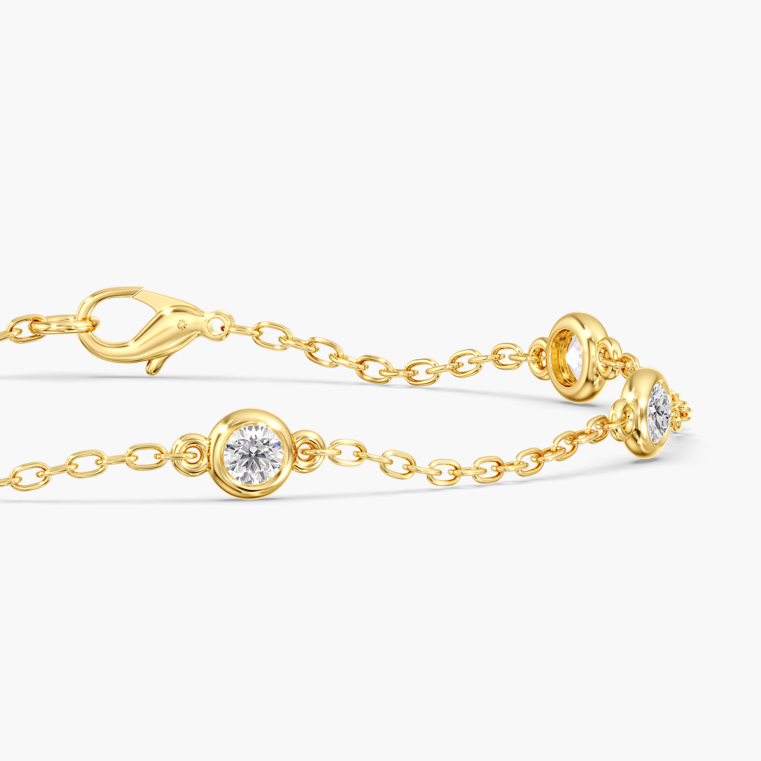 Round Lab Diamond Stationary Bracelet 1/2 Ctw (2 ct. tw.), Side view in yellow gold
