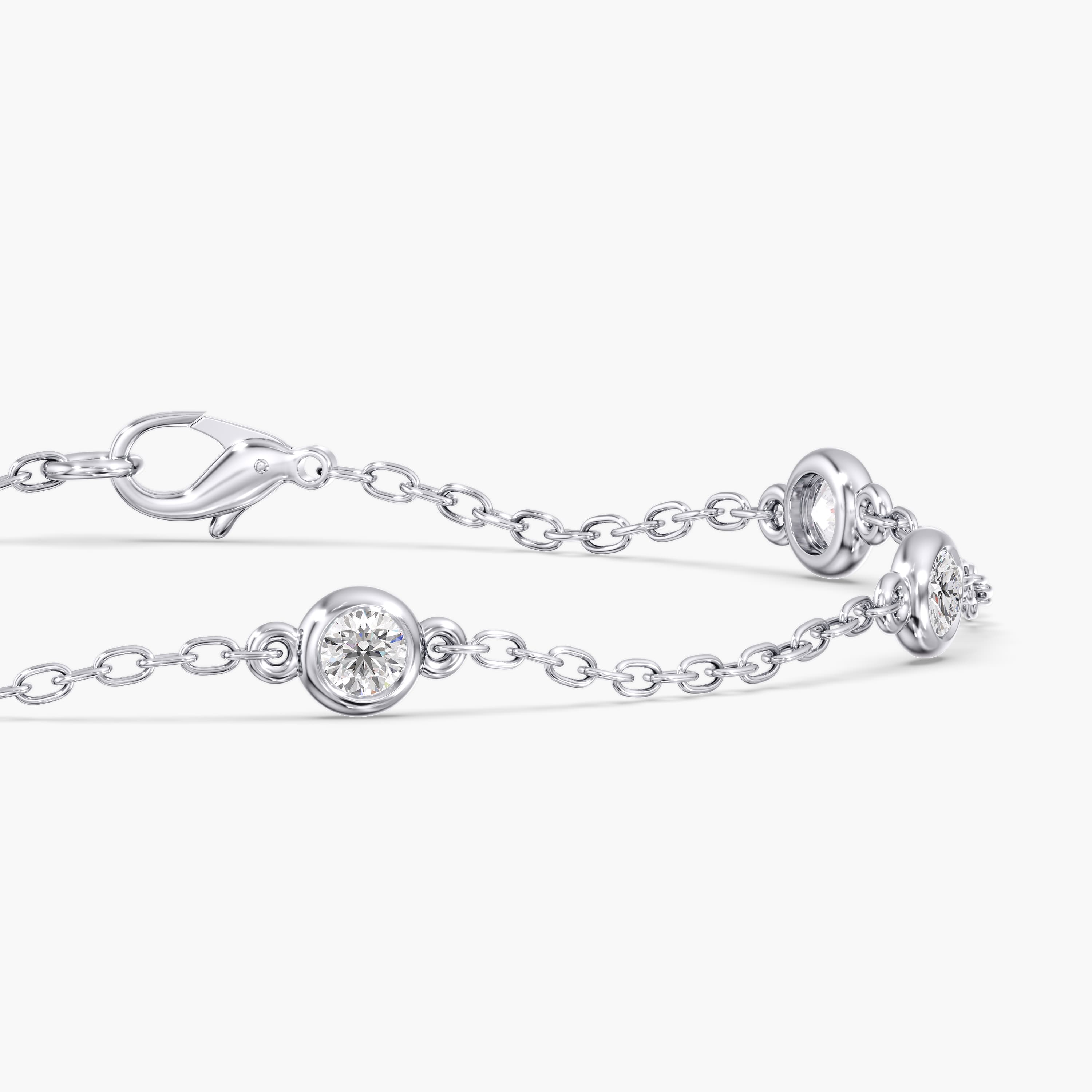 Round Lab Diamond Stationary Bracelet 1/2 Ctw (2 ct. tw.), Side view in white gold or platinum