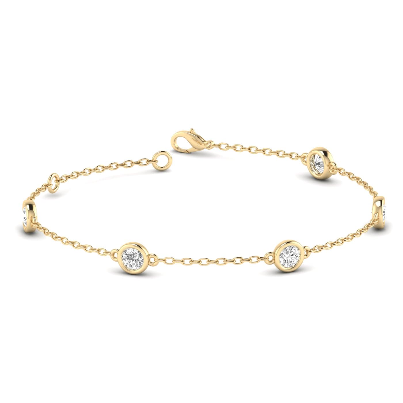 Round Lab Diamond Stationary Bracelet 1 Ctw (1 ct. tw.), Front view in yellow gold