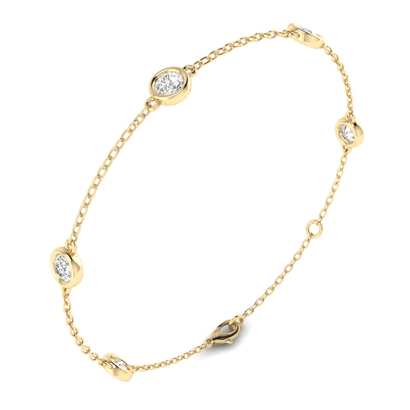 Round Lab Diamond Stationary Bracelet 1 Ctw (1 ct. tw.), Angle view in yellow gold