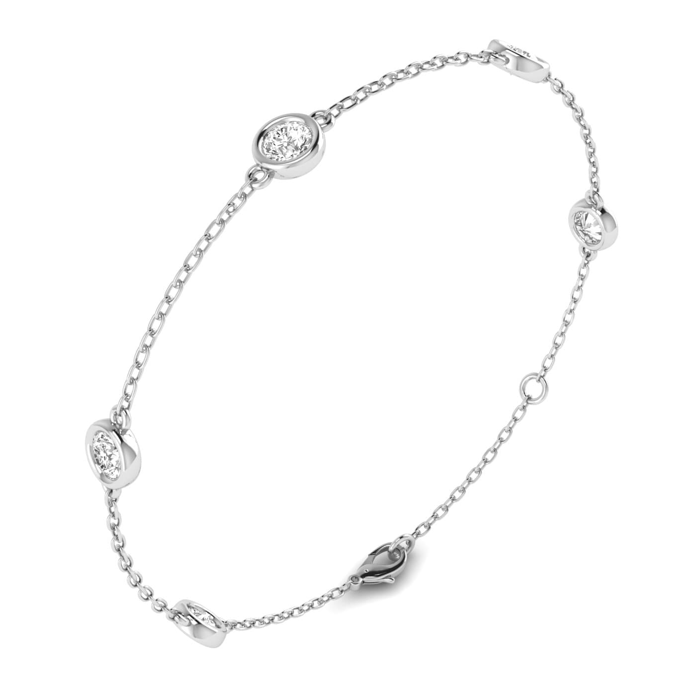 Round Lab Diamond Stationary Bracelet 1 Ctw (1 ct. tw.), Angle view in white gold or platinum