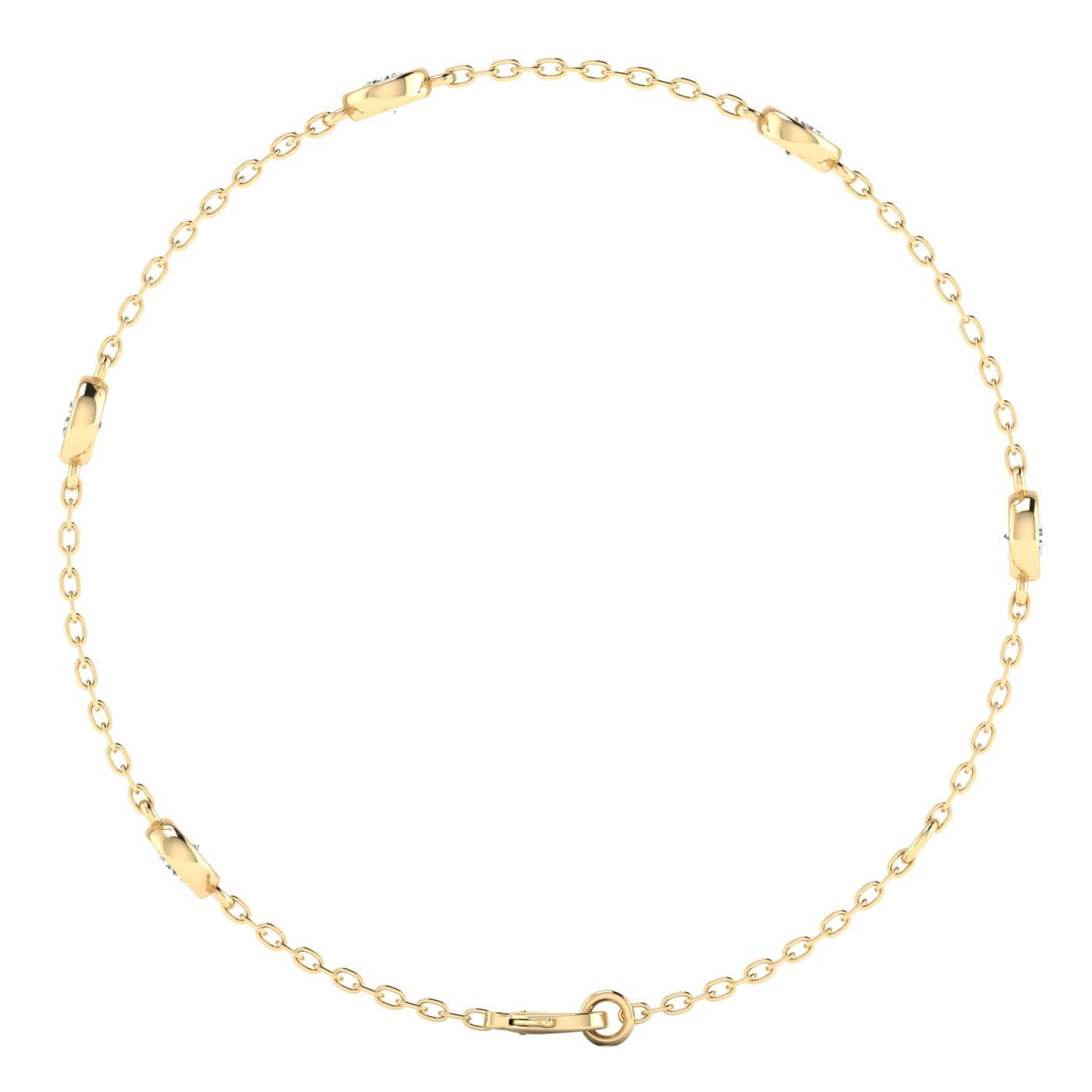 Round Lab Diamond Stationary Bracelet 1 Ctw (1 ct. tw.), Side view in yellow gold