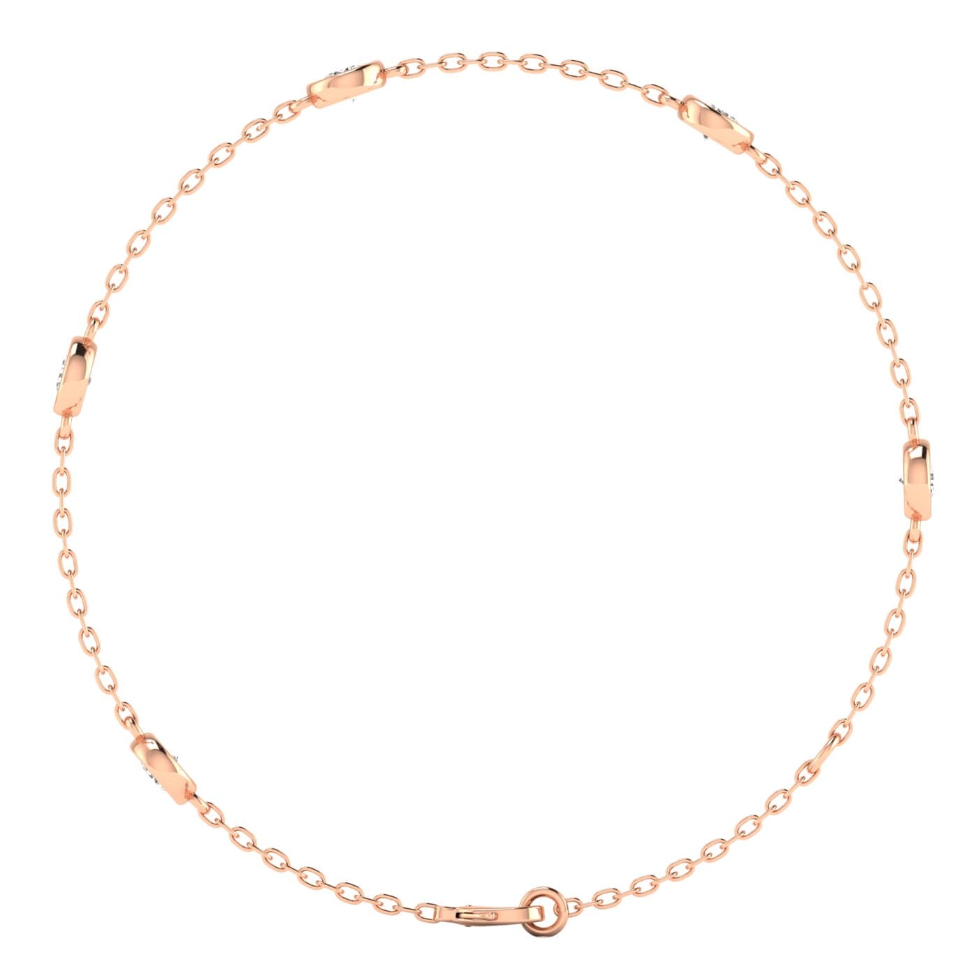 Round Lab Diamond Stationary Bracelet 1 Ctw (1 ct. tw.), Side view in rose gold