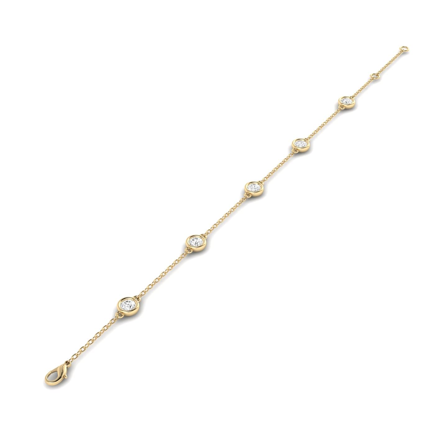 Round Lab Diamond Stationary Bracelet 1 Ctw (1 ct. tw.), Top view in yellow gold