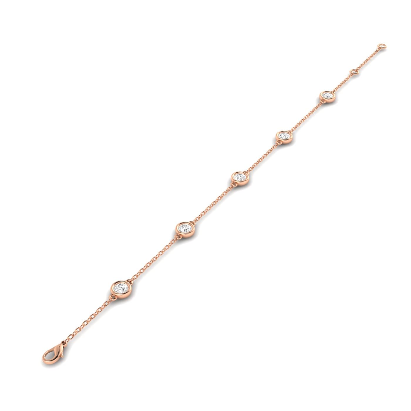 Round Lab Diamond Stationary Bracelet 1 Ctw (1 ct. tw.), Top view in rose gold